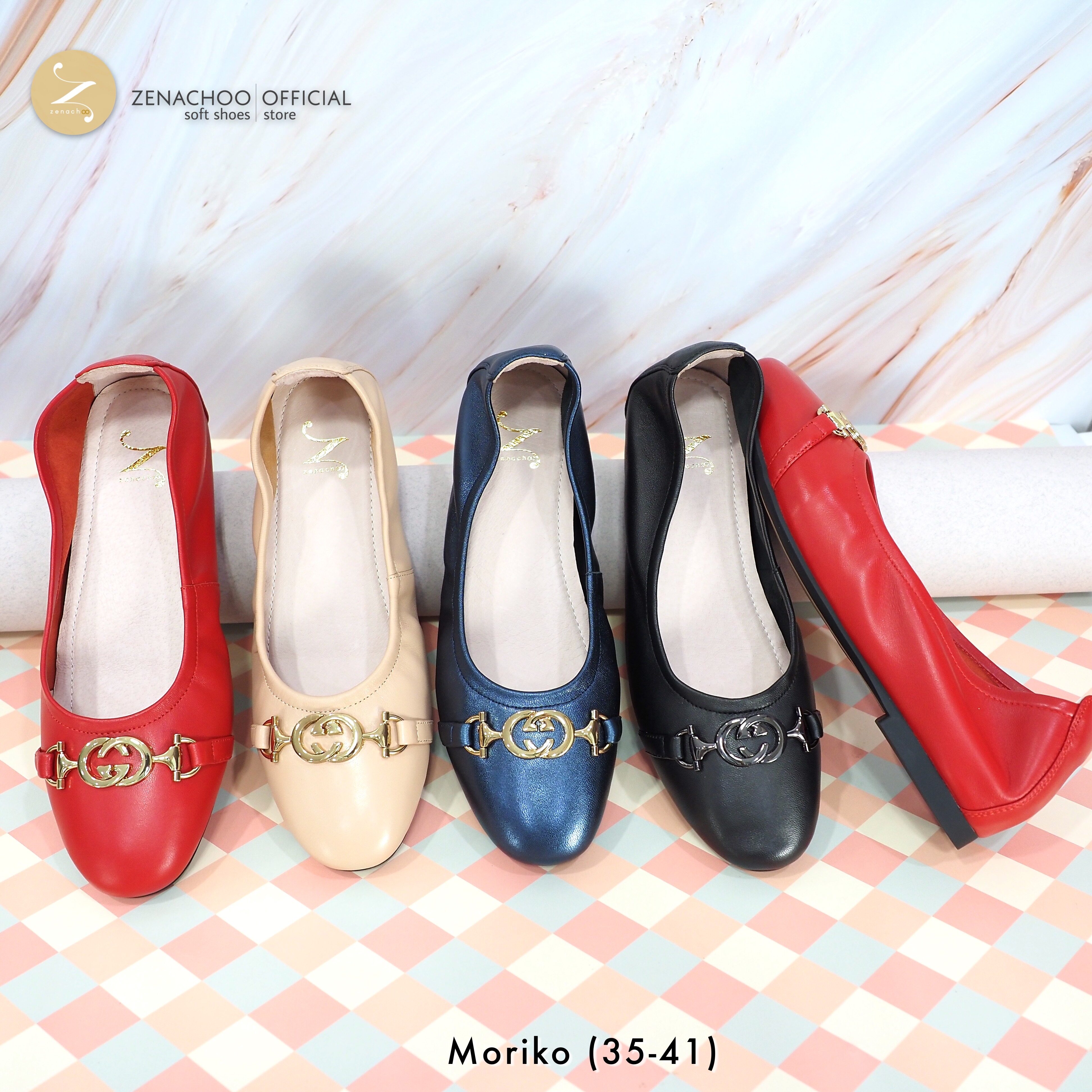 นิ่มเวอร์ รับประกันใส่สบาย สินค้าลดราคาไม่รับเปลี่ยน คืนทุกกรณี ทรงปกติ Zenachoo Morita สูง 1 นิ้ว หนังแกะแท้ ท้าให้ลองความนิ่ม