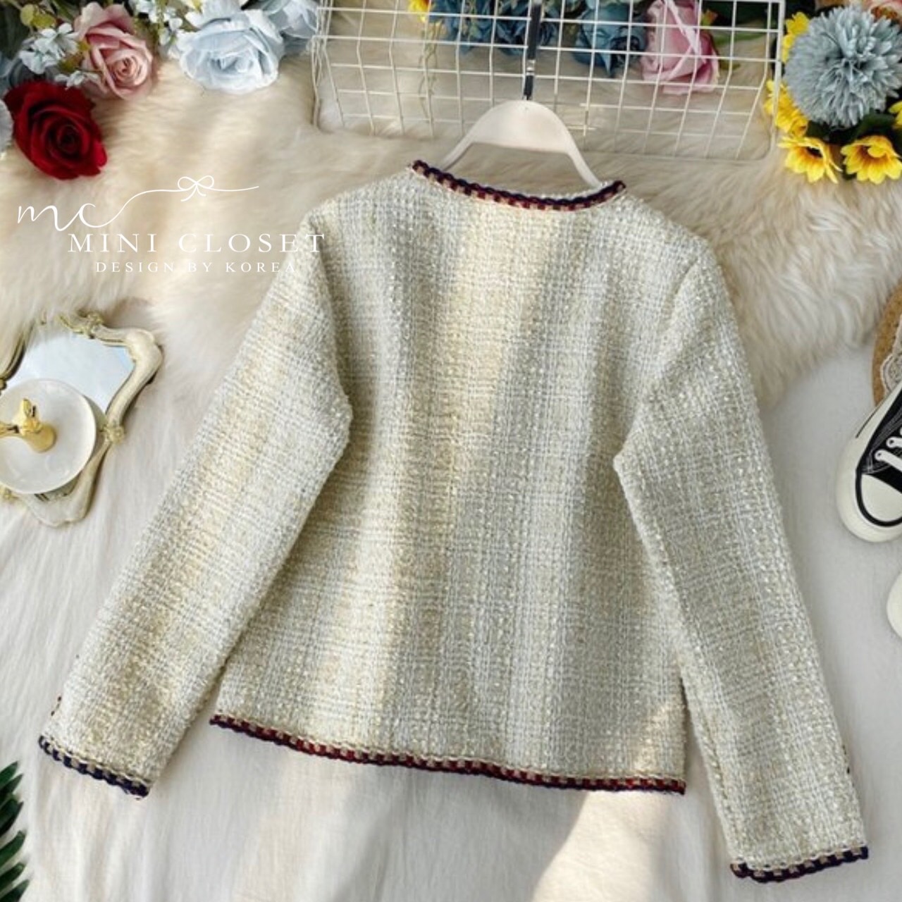 เสื้อคลุมผ้าทวีต เรียบหรูสไตล์คุณหนูเกาหลี