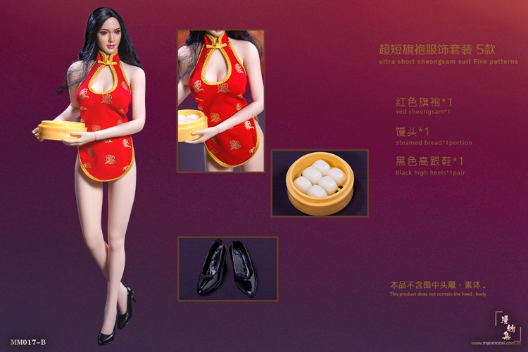 Manmodel MM017-A, B, C, E 1/6 Ultra short cheongsam suit