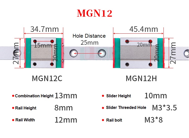 Linear Rail - MGN12 500mm + MGN12C carriage