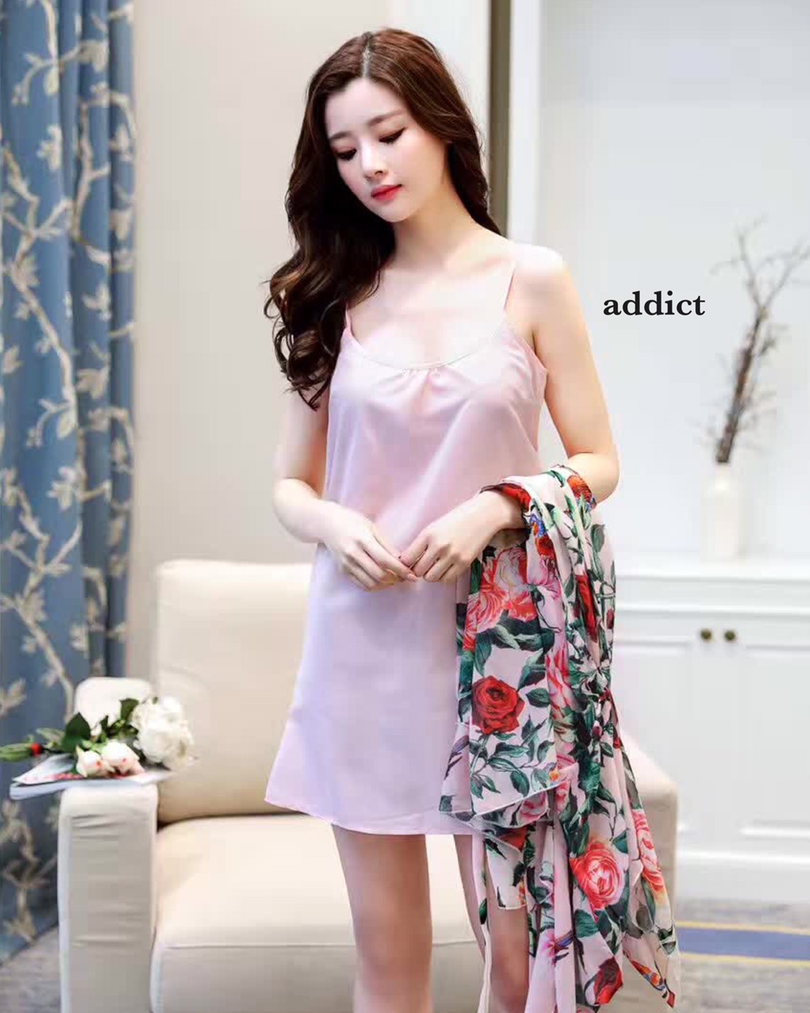 เดรสลายดอกไม้ มีซับในแยกชิ้น