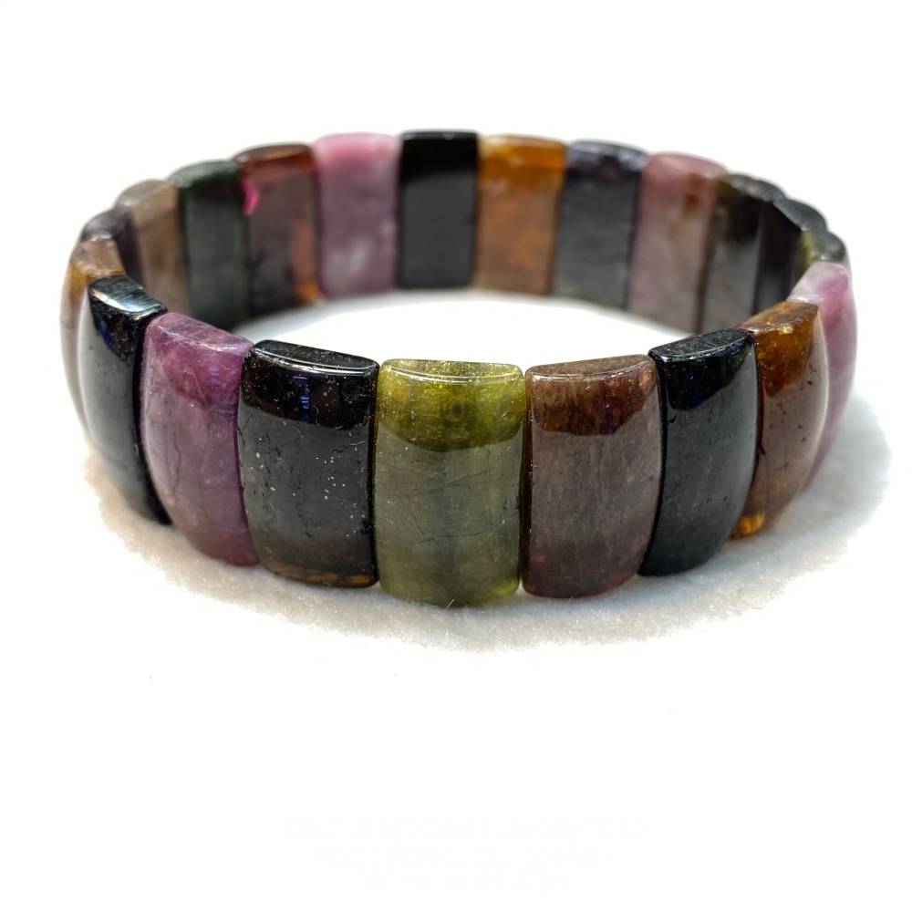 Tourmaline Bangle กำไลทัวร์มาลีน สีครบ จบในเส้นเดียว