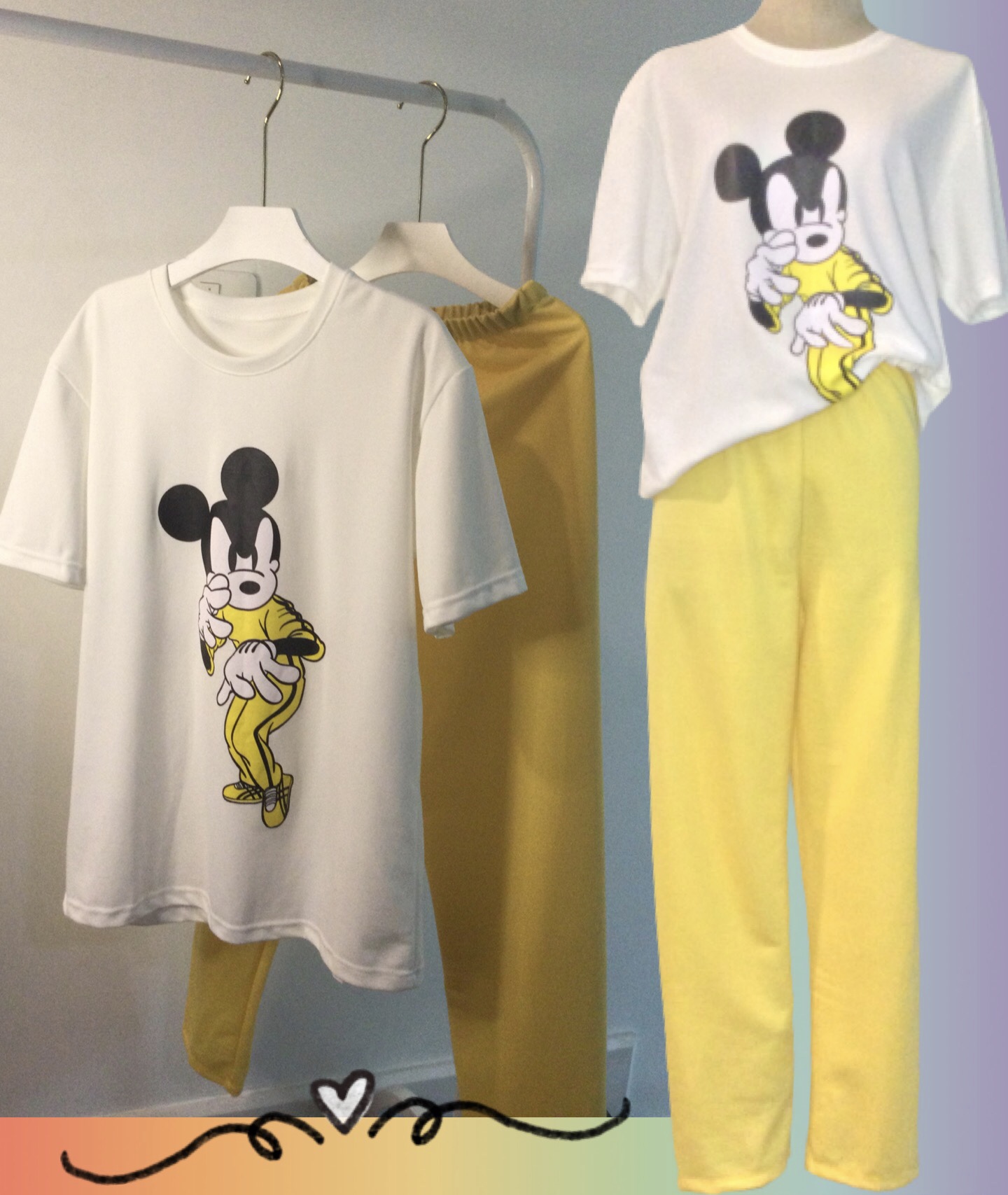 ชุดเซตขายาว ชุดเซตเสื้อยืดสกรีนลายการ์ตูนน่ารักๆ