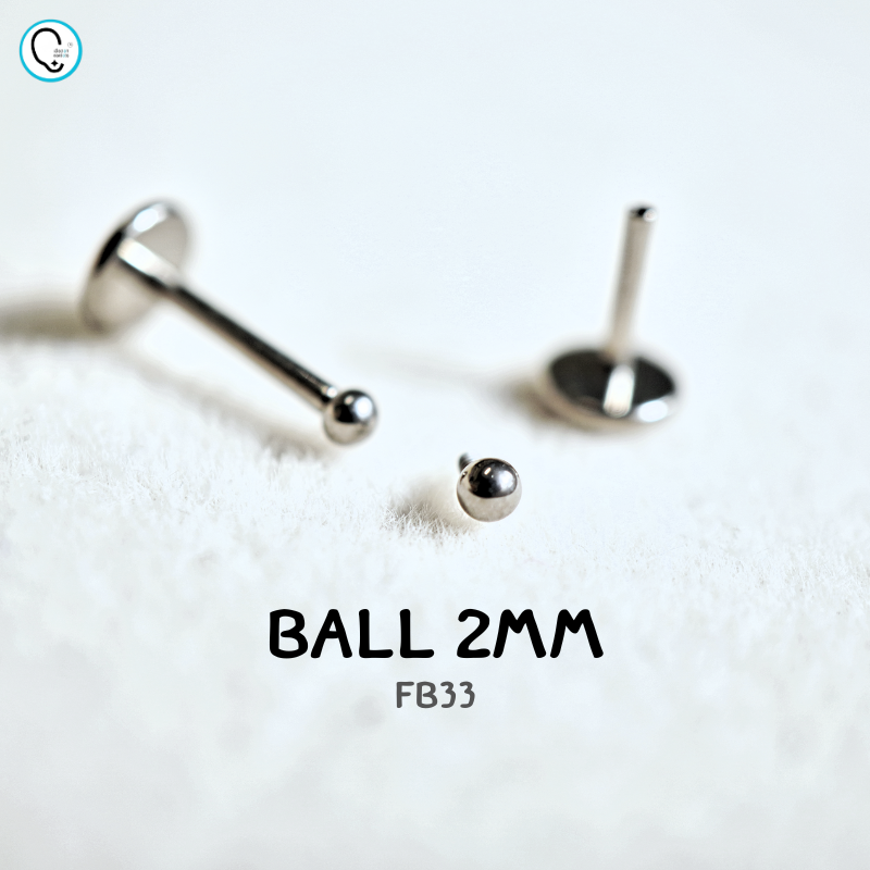 ต่างหูไทเทเนียม 100% แป้นแบนขันน็อต สำหรับผิวแพ้ง่าย ใส่สบายเรียบหลังหู รหัส FB (ราคา/ข้าง)