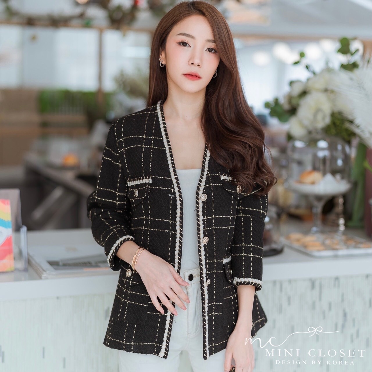 เสื้อคลุมผ้าทวีตเกาหลี เรียบหรูดูแพง ส่งfree ค่ะ