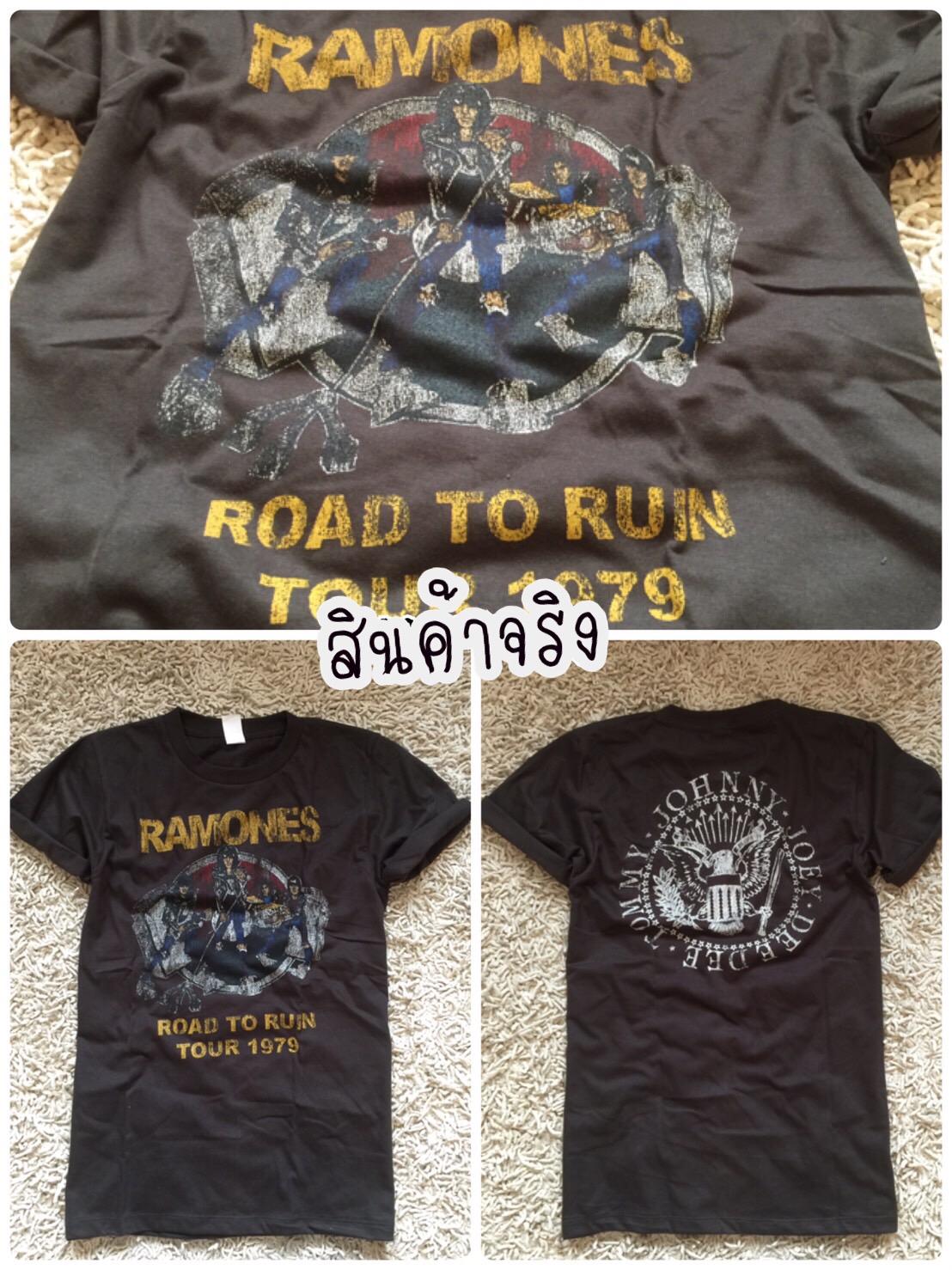 ลายขายดีมาเพิ่มจองด่วนนะคะ Vintage Band T-Shirt เสื้อยืดสีดำสกรีน ลาย RAMONES สกรีนลายวงดนตรีสไตล์วินเทจ ช่วงนี้กลับมา Hot hit อีกครั้งแล้วนะคะ กำลังแรงสุดๆ ดารา เซเลบ ใส่กันเยอะเลยค่ะ