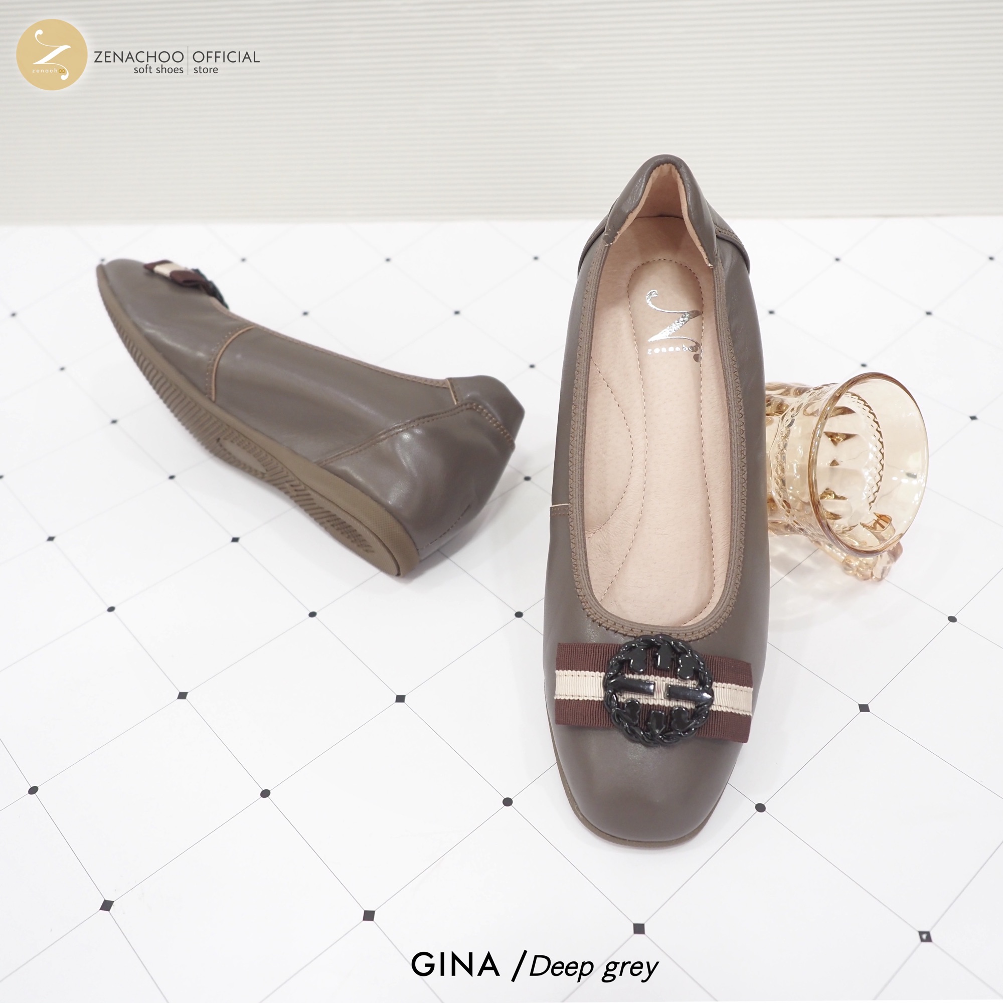 ทรงปกติ สินค้าลดราคา ไม่รับเปลี่ยน-คืน ทุกกรณึ Zenachoo รุ่น Gina เสริมส้นด้านในสูง1.5 นิ้ว รองเท้าหนังแกะแท้ หนังนุ่มมาก มีหลายสีให้เลือก