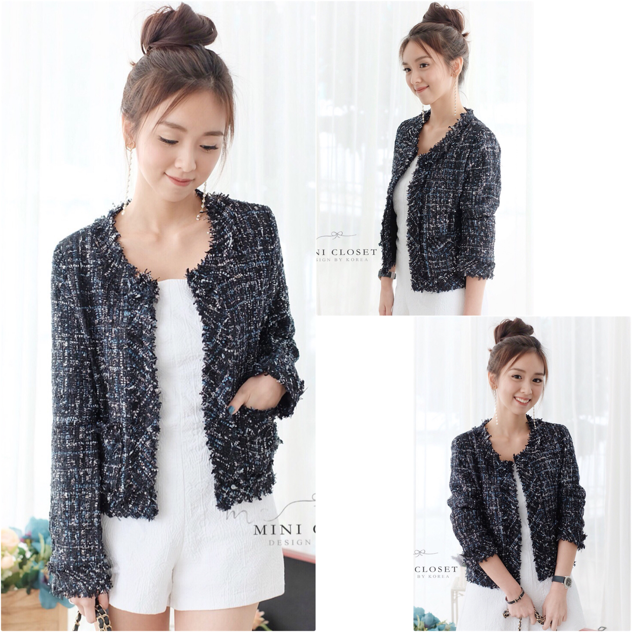 เสื้อคลุมตัวสวย มาใหม่ ไฮโซ ดูดี เนื้อผ้าชาแนลสวย แซมดิ้นเงินวิ้งๆวาวๆ