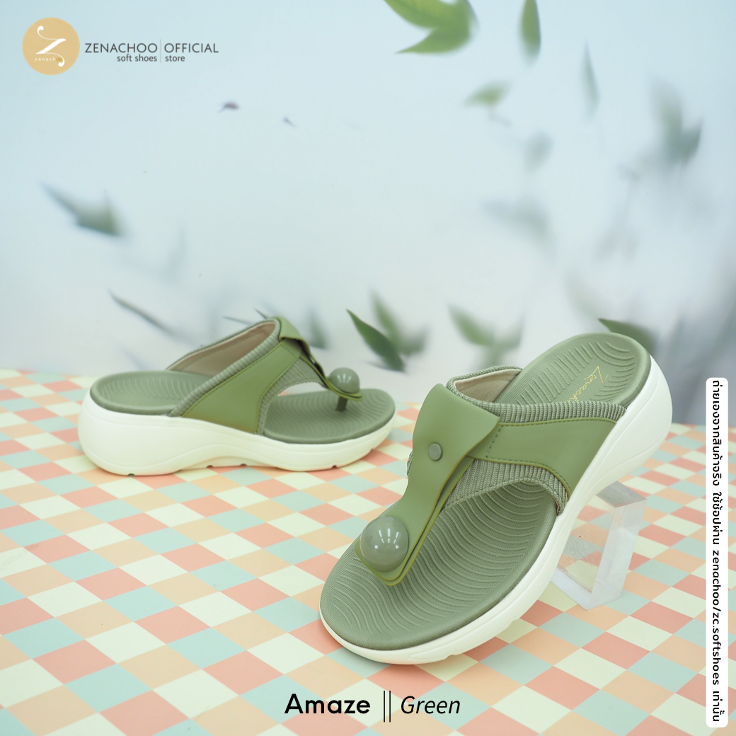 ทรงปกติ เปลี่ยนไซส์ได้-ไม่รับคืน Zenachoo รองเท้าสุขภาพ นิ่มมากแม่!! รุ่น Amaze สูง 1.5 นิ้ว รองเท้าหนีบ การันตีความนุ่มสบาย