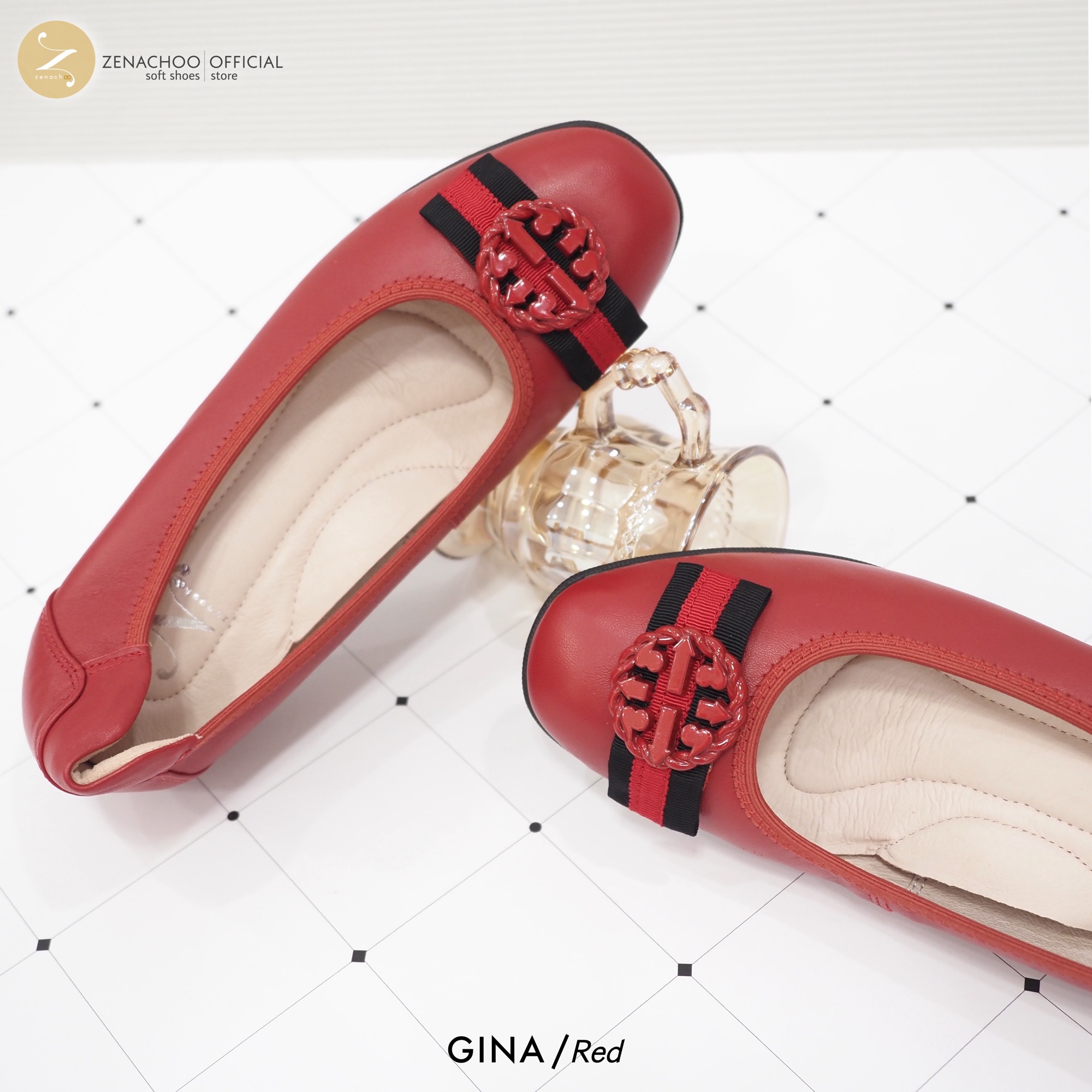 ทรงปกติ สินค้าลดราคา ไม่รับเปลี่ยน-คืน ทุกกรณึ Zenachoo รุ่น Gina เสริมส้นด้านในสูง1.5 นิ้ว รองเท้าหนังแกะแท้ หนังนุ่มมาก มีหลายสีให้เลือก