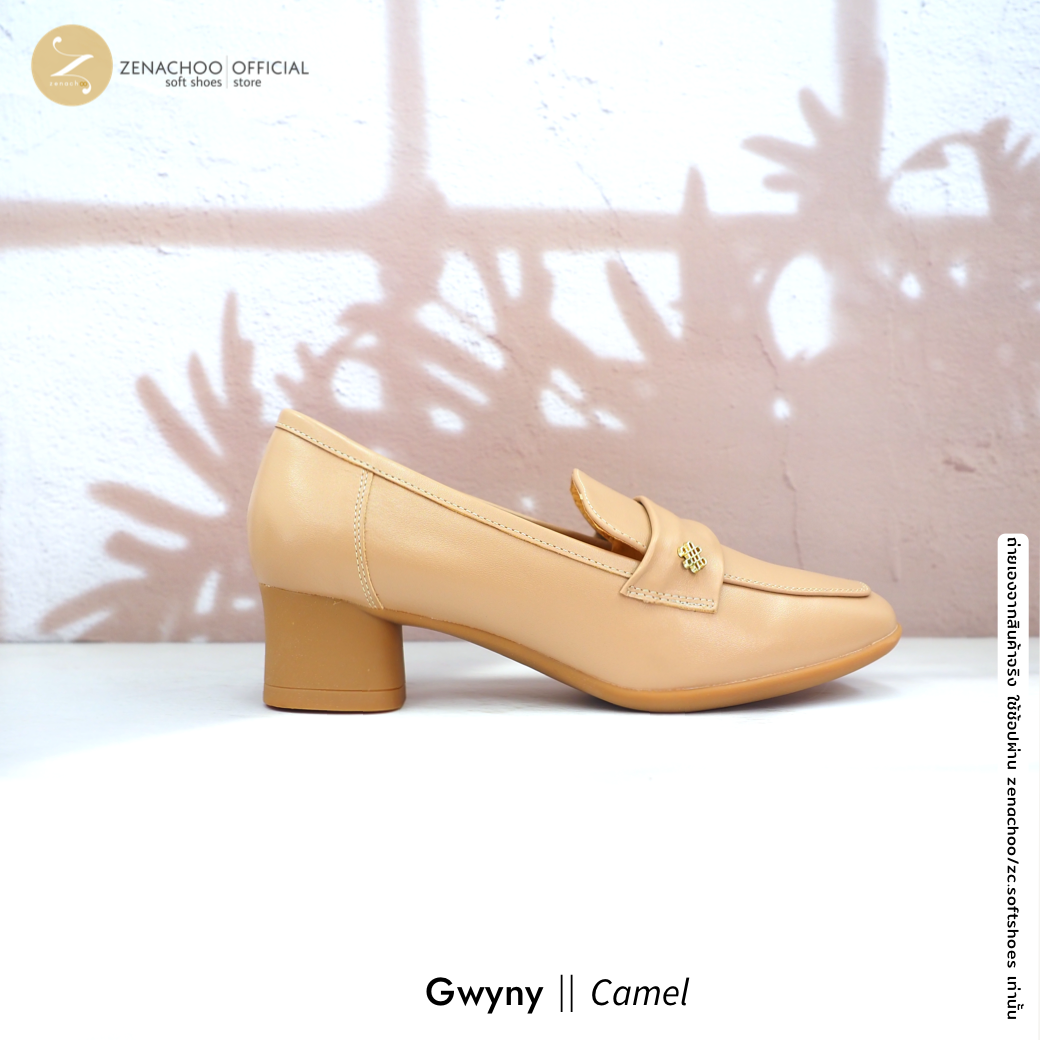 ทรงปกติ เปลี่ยนไซส์ได้-ไม่รับคืน พื้นยางนิ่ม เพื่อสุขภาพ Zenachoo Gwyny สูง 2 นิ้ว รองเท้าหนังแกะแท้ ใส่สบายมาก