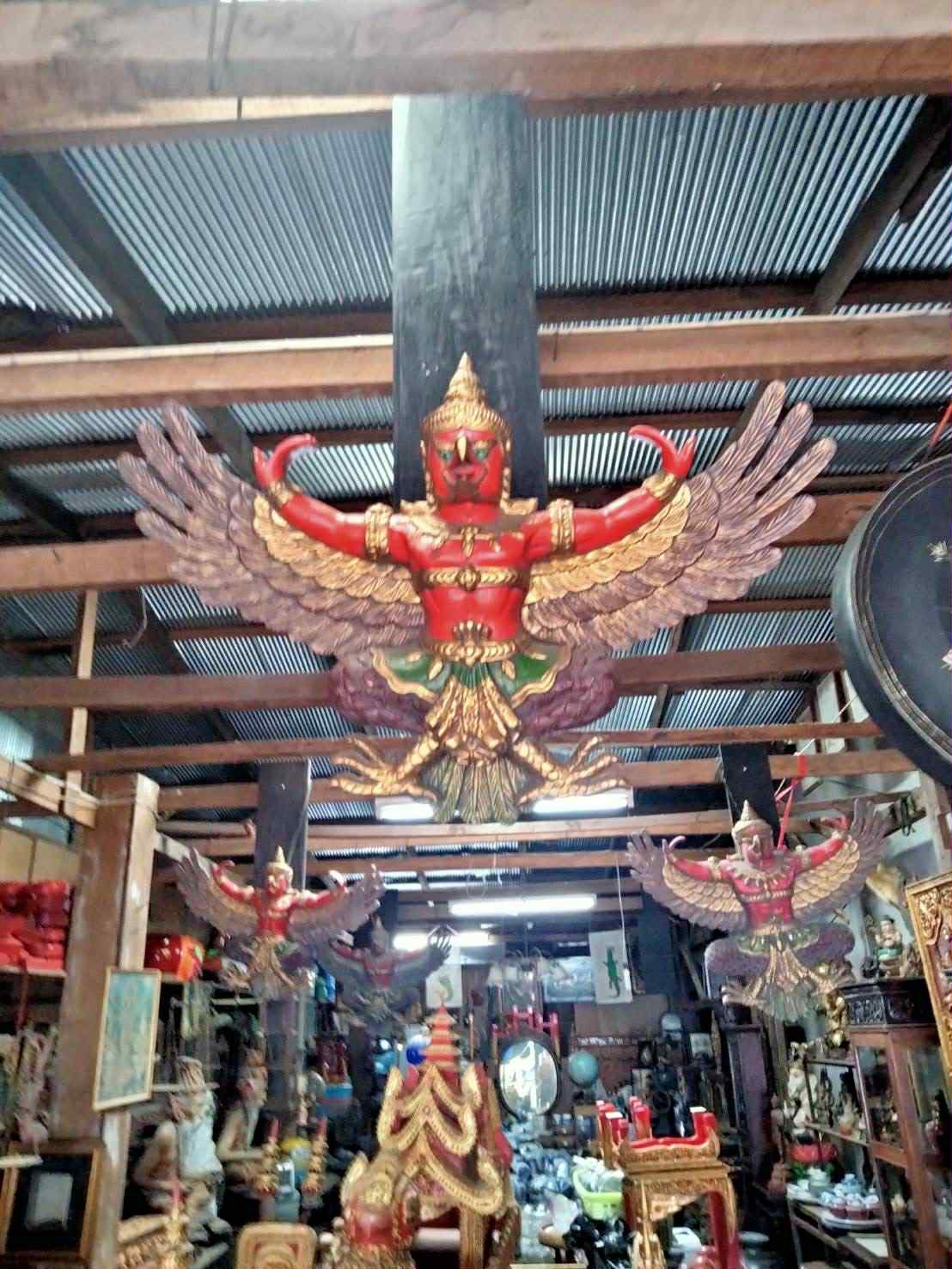 พญาครุฑไม้สัก ครุฑไม้สัก ขนาด1เมตร ครุฑไม้แกะสลัก