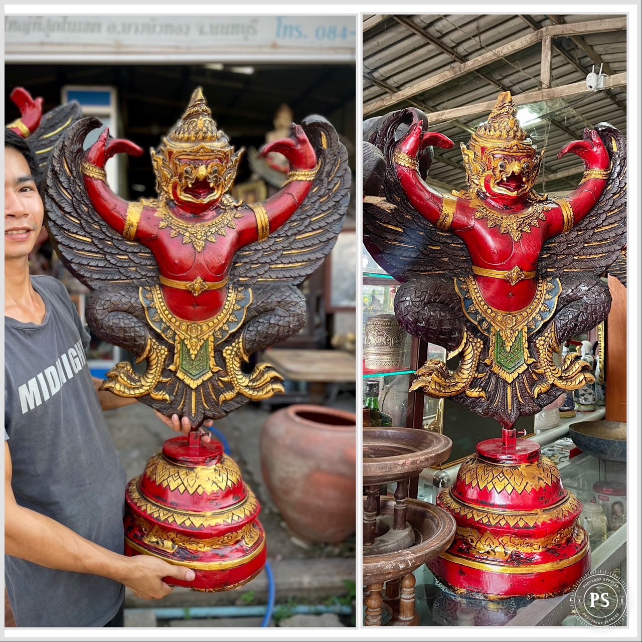 พญาครุฑตั้งโต๊ะ ขนาดสูง1เมตร กว้าง65ซม