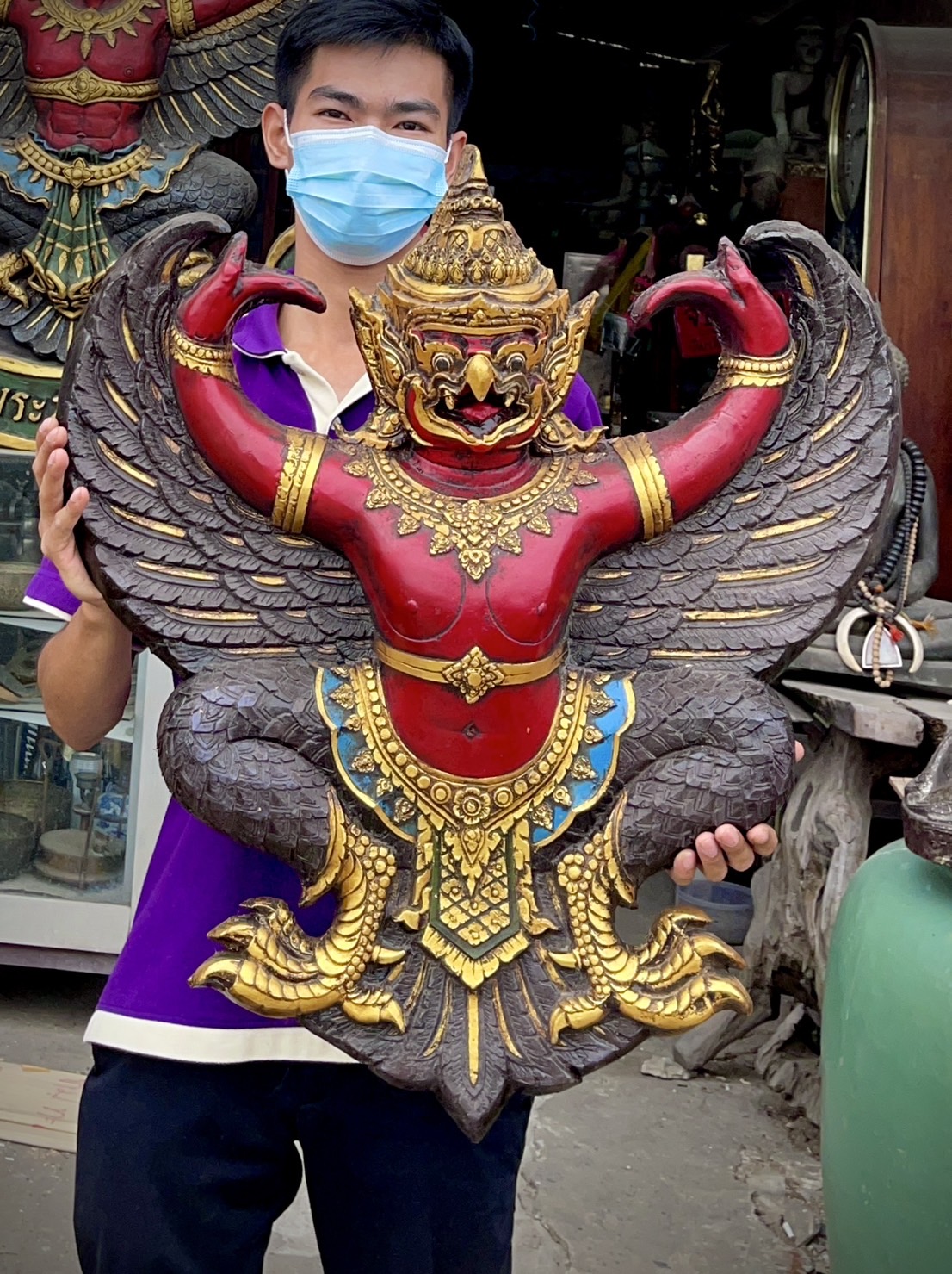 พญาครุฑสำนักงานเก่า ครุฑแขวนผนัง ขนาด65ซม ครุฑหน้าดุ