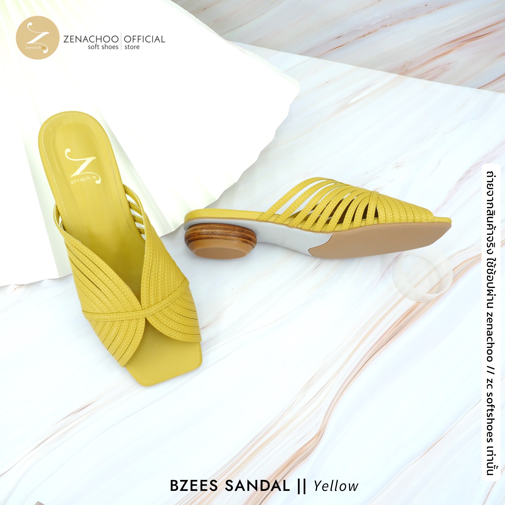 ทรงปกติ เปลี่ยนไซส์ได้-ไม่รับคืน Zenachoo รุ่น Bzees สูง 0.8 นิ้ว รองเท้าหนังแกะแท้ หนังนิ่ม พื้นนุ่ม