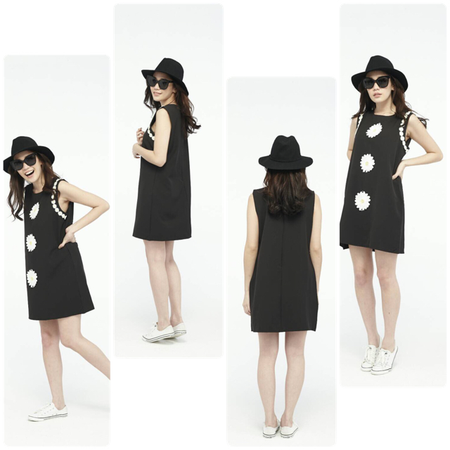 เดรสตัวสั้นผ้าสัมผัสนุ่ม ปักดอก daisyด้านหน้าและขอบแขนค่ะ ตัวนี้ใส่ง่าย สดใสมากค่ะ