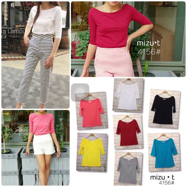 เสื้อคอปาดเนื้อนุ่มมมมมจาก mizu●t รอบอกยืดได้ถึง 38"