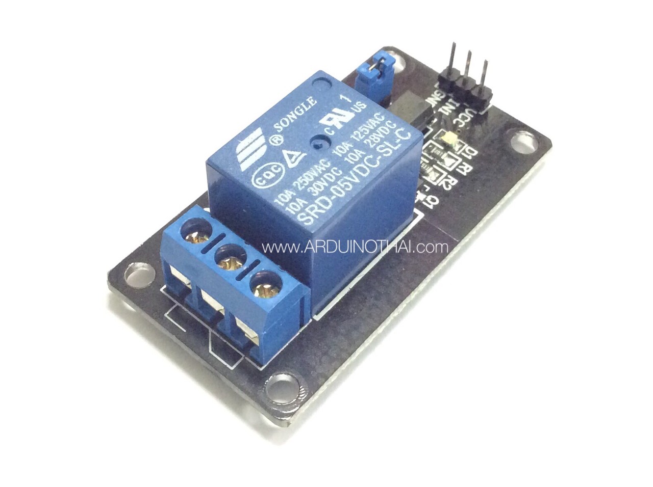 1 Channel Relay (10A) with Optocoupler Module โมดูลรีเลย์ 1 ช่องควบคุมแบบแยกกราวน์