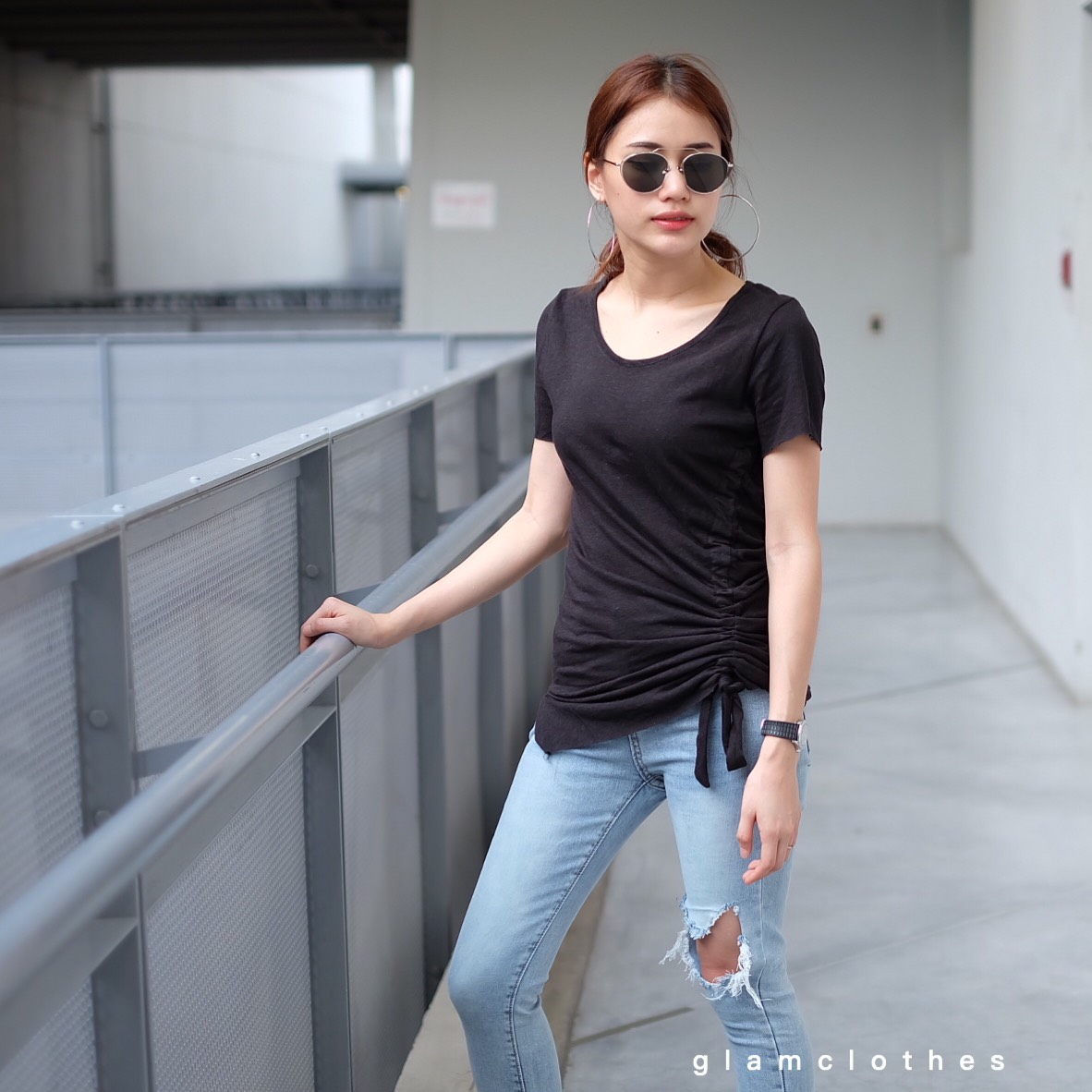 เสื้อยืดคอวีสีพื้น