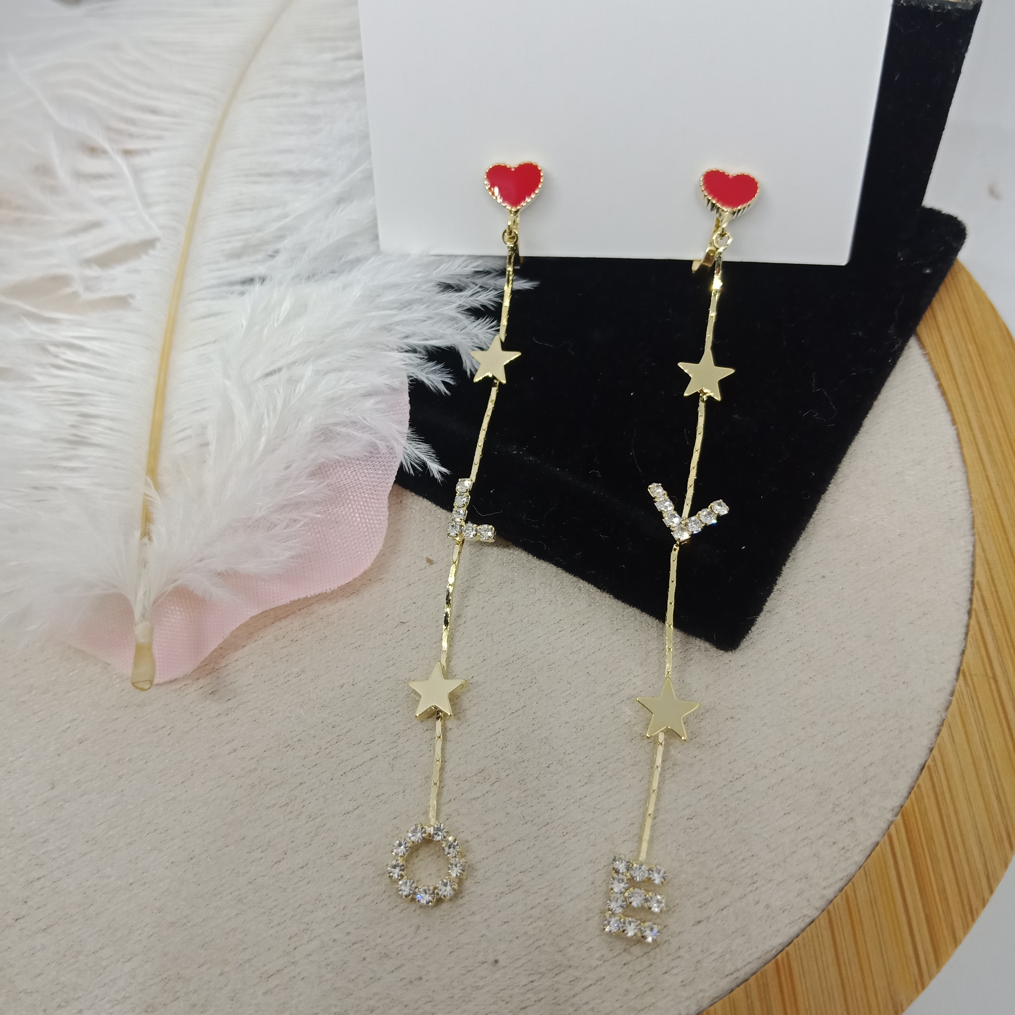 ต่างหูหนีบ Star Heart มีซิลิโคนรอง หนีบไม่เจ็บ เงินแท้92.5% ไม่เจาะหูก็สวยได้_EC244