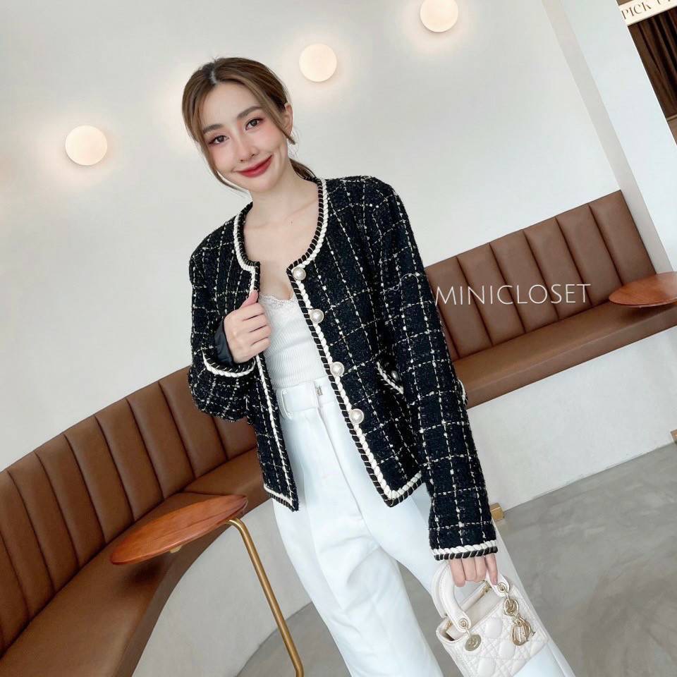 เสื้อทวีตแขนยาว เสื้อคลุมผ้าทวิต