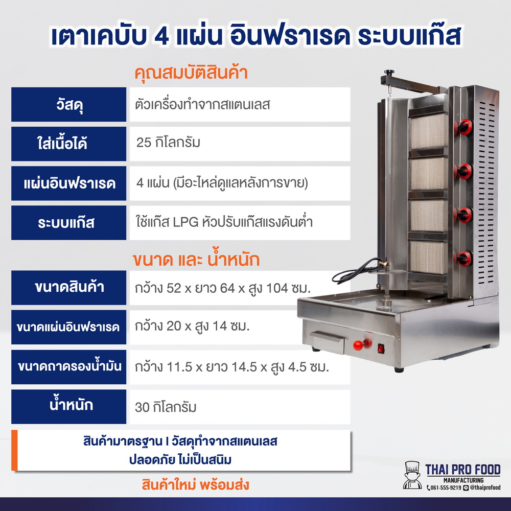 เตาเคบับ 4แผ่น อินฟราเรด (ขนาดใหญ่ที่สุด)