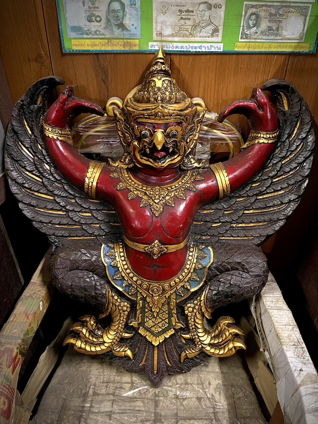 พญาครุฑ ครุฑแขวนผนัง ขนาดกว้างสูง65ซม ครุฑเก่า