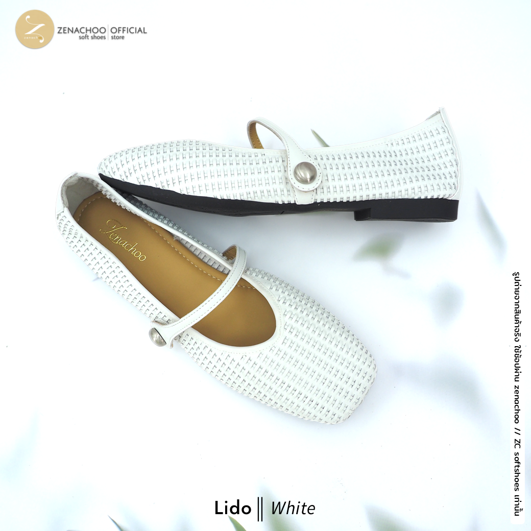 น่ารักและนิ่มสุดใจ ทรงปกติ เปลี่ยนไซส์ได้-ไม่รับคืน รุ่นขายดี Zenachoo Lido สูง 1 นิ้ว รองเท้าหนังแกะแท้ หน้ากว้างใส่ง่าย