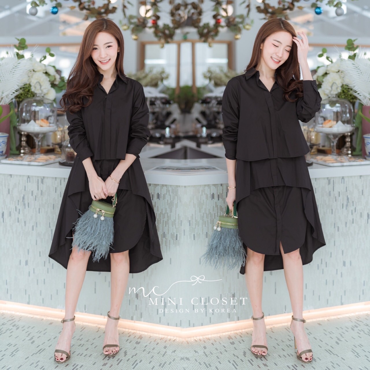 เดรสเชิ้ตแขนยาว เดรสทรงปล่อยใส่ได้ทุกโอกาส