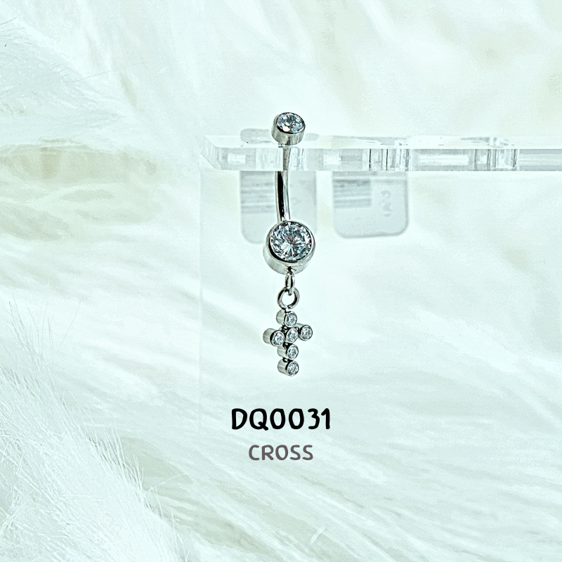 จิวสะดือไทเทเนี่ยม 100% สำหรับผิวแพ้ง่าย ก้านหนา 1.6 mm