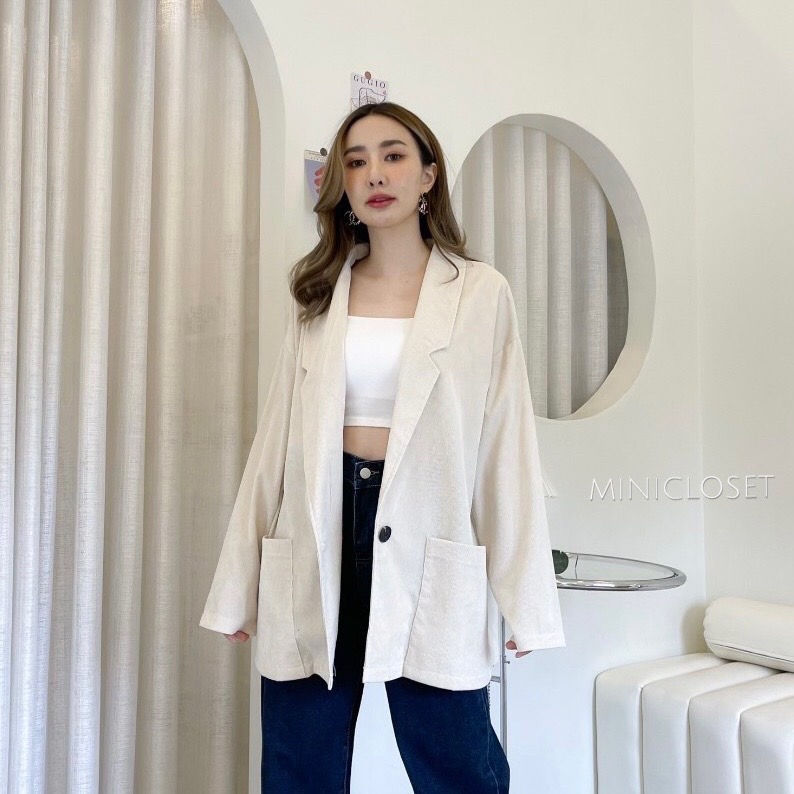 Blazer เบลเซอร์ สูทลำลองหญิง ผ้าลูกฟูก