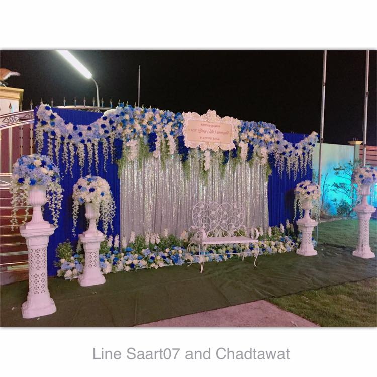 ซุ้มถ่ายรูปงานบวช ธีมงานขาวฟ้า