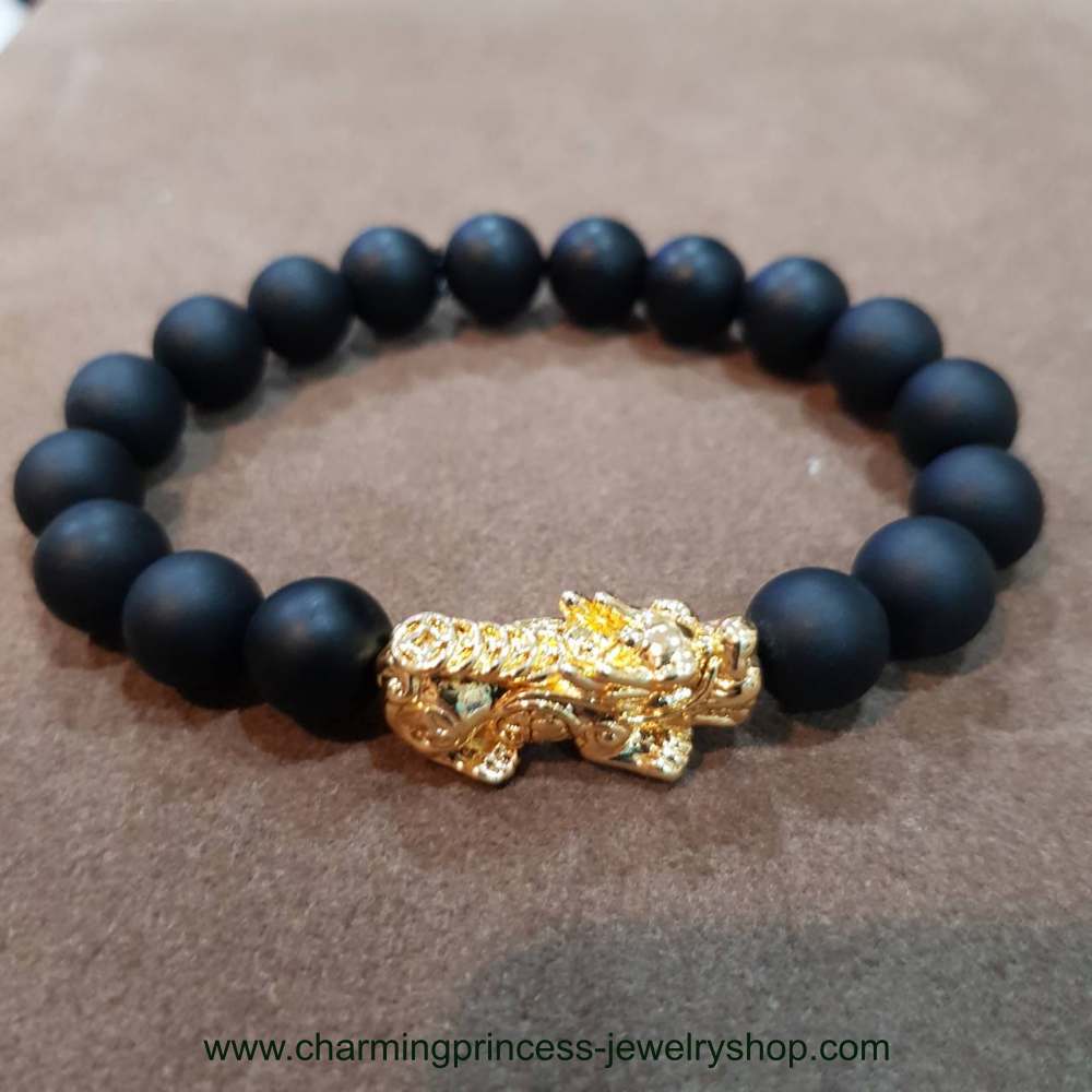 Black Onyx 10 mm and Pixiu Black Onyx นิล และ รูปปี่เซี๊ยะ วัตถุมงคลเรียกทรัพย์ ขจัดปัดเป่าสิ่งชั่วร้ายโอนิกซ์ดำหรือนิล 10 มม