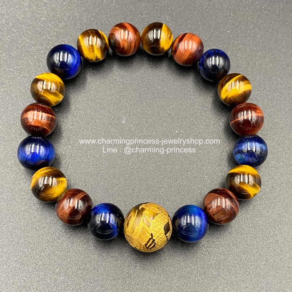 Tiger Eye 3 Colors and Dragon on Tiger Eye หินสามทหารเสือ 10 มม และ มังกรทองนำโชคแกะลายบนไทเกอร์อาย 14 มม แก้ปีชง พลิกฟื้นดวงชะตา แคล้วคลาดปลอดภัย หินแก้ปีชง