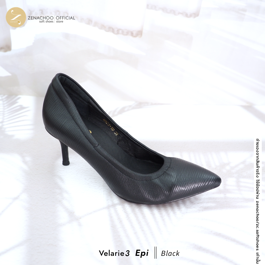 ทรงปกติ เปลี่ยนไซส์ได้-ไม่รับคืน รุ่นขายดี Zenachoo Velarie Epi หนังแกะลายไม้ สูง 2 นิ้ว และ 3 นิ้ว รองเท้าหนังแกะแท้ หัวแหลมหน้ากว้าง