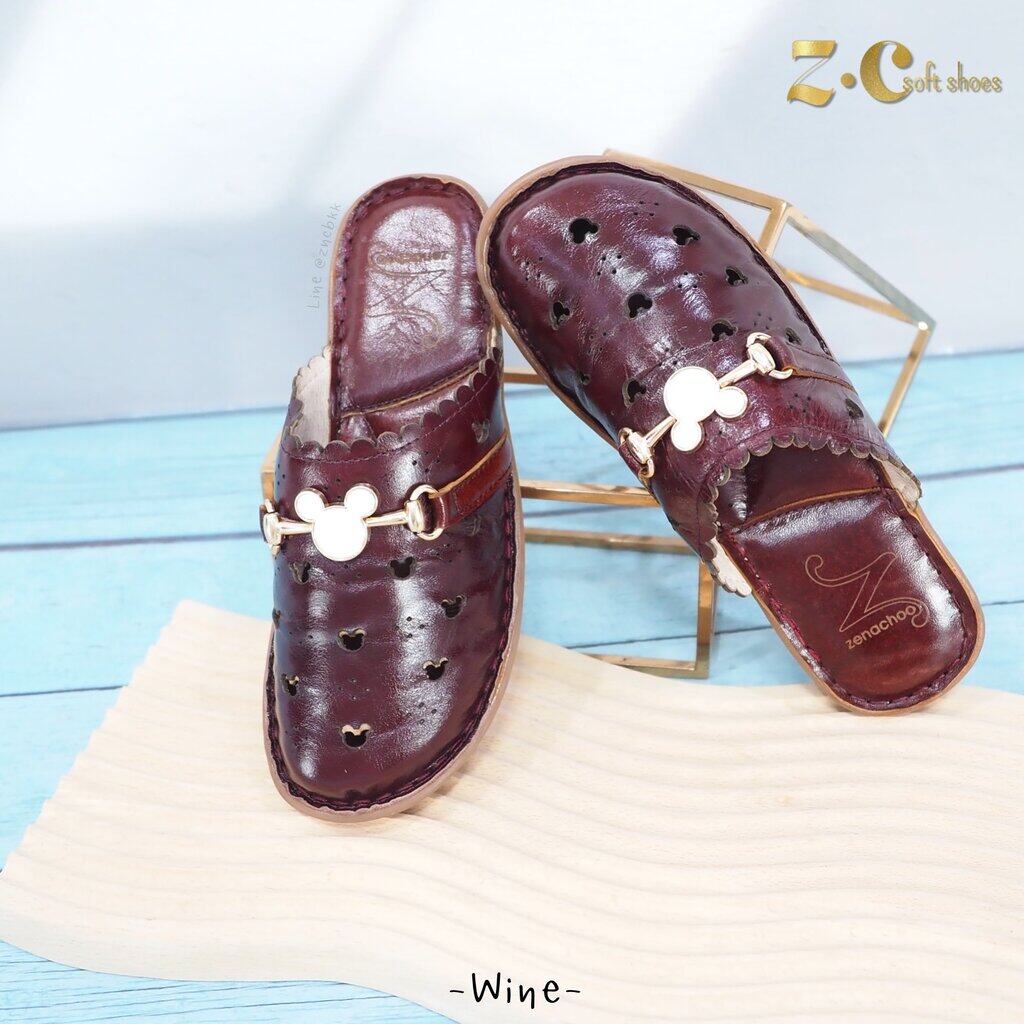 เท้ากว้างบวก 1 ไซส์ สินค้าลดราคา ไม่รับเปลี่ยน-คืน Zenachoo รองเท้าสุขภาพ Ryonh สูง 1.5 นิ้ว หนังแท้ ปิดหัวหนังนุ่ม พื้นนิ่มมาก