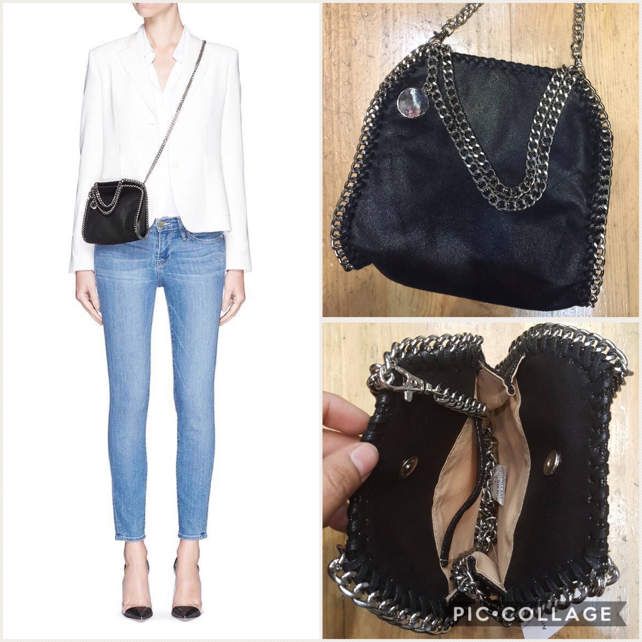 SALE กระเป๋าแฟชั่น" STELLA MACCARTNEY !! รุ่น Falabella Shaggy Deer Fold Tiny Tote. อะไหล่ สีเงินสว่าง ไม่ลอกก ไม่ดำ !!!