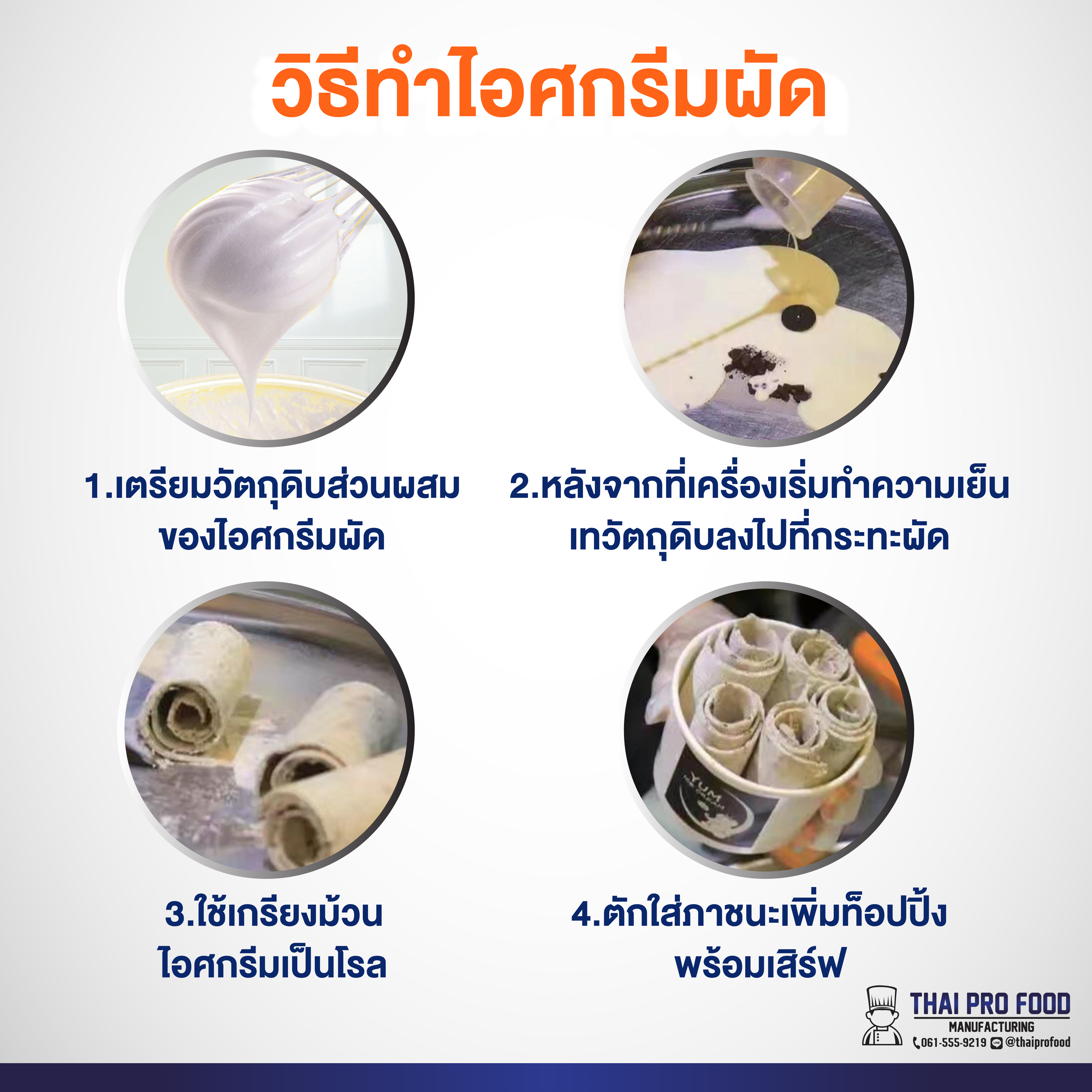 เครื่องทำไอศกรีมผัด 1300W (วัตต์) เชิงพาณิชย์ ขนาดที่นิยมใช้ สำหรับทำขาย เครื่องทำไอติมผัด