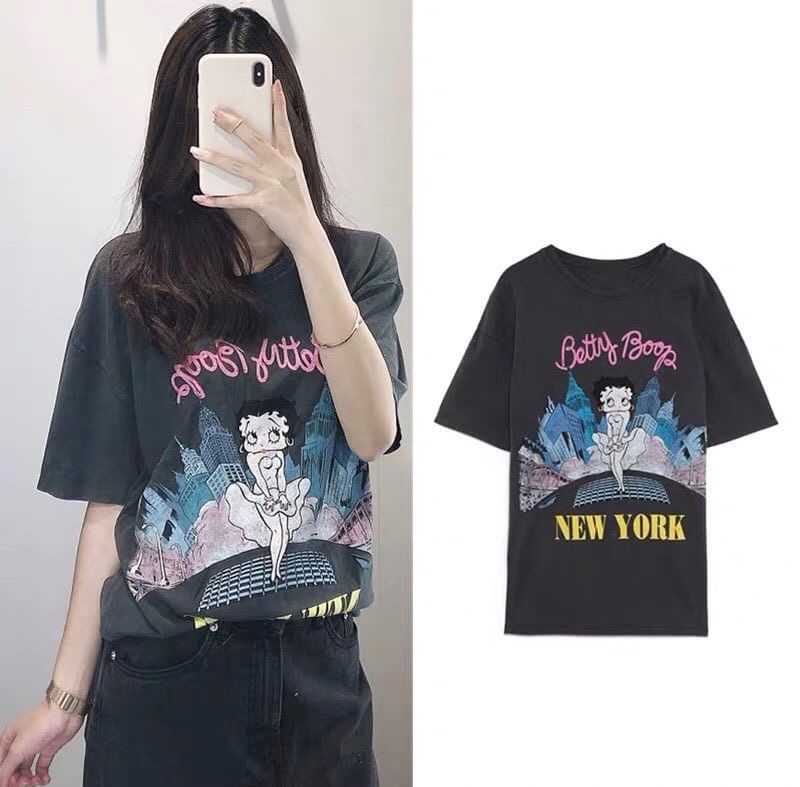 เสื้อยืด Betty Boop เสื้อยืดแฟชั่นดารา