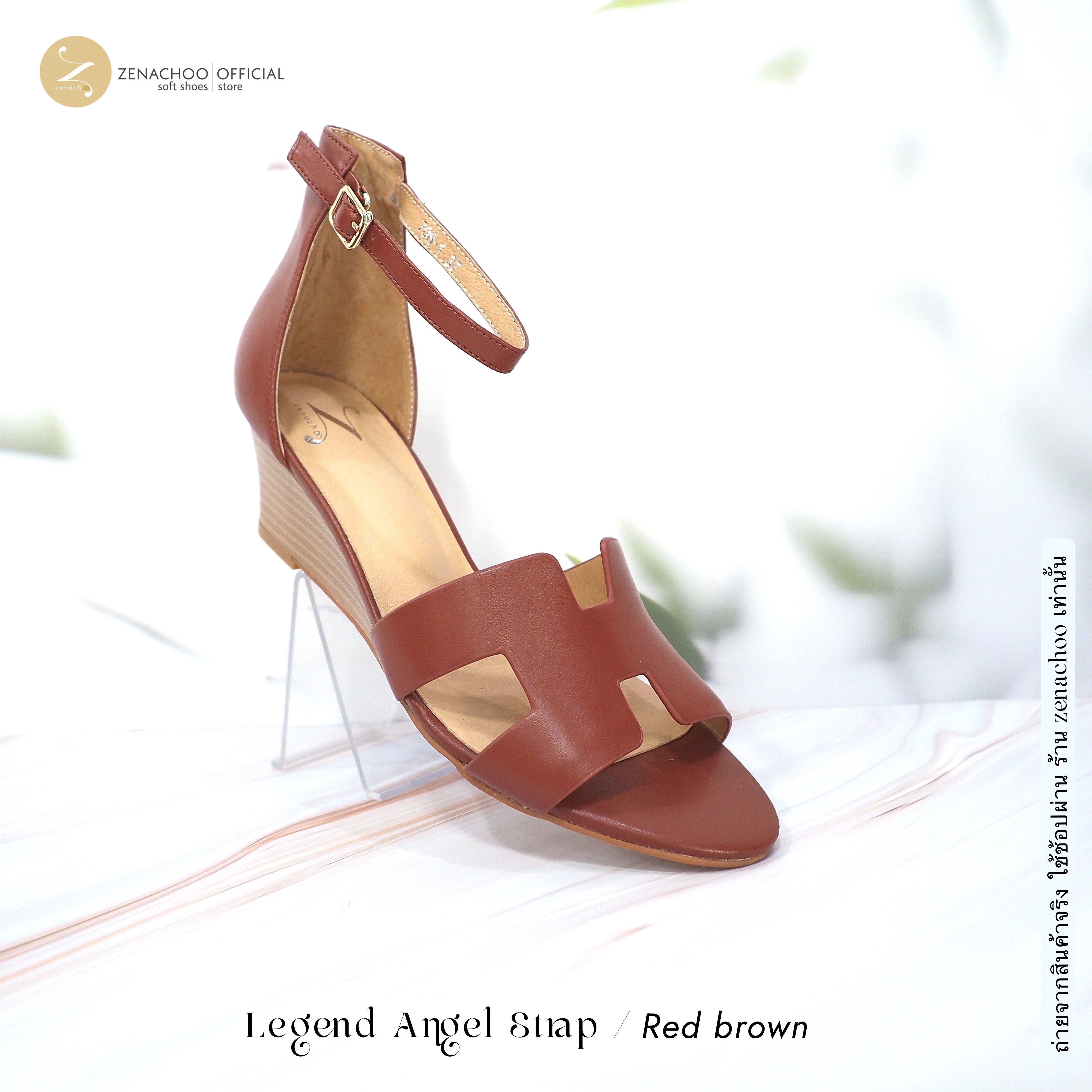 ทรงปกติ สินค้าลดราคา ไม่รับเปลี่ยน-คืน ทุกกรณึ รุ่นขายดี Legend Ankle Strap สูง 2 นิ้ว ส้นเตารีด รองเท้าหนังแกะแท้