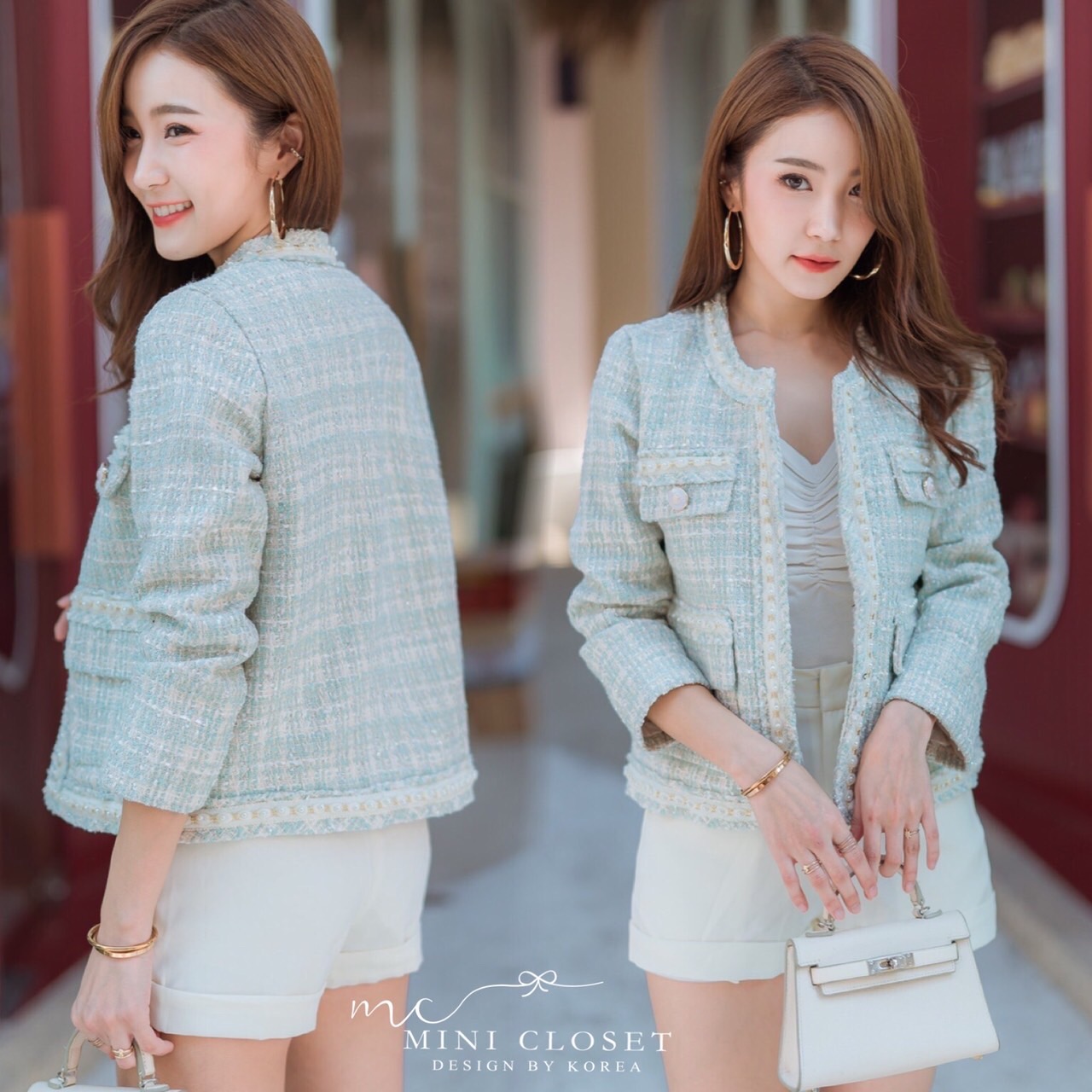 เสื้อตคลุมทวิต สวยหรูดูแพง สไตล์เกาหลี มี3 สีสวยๆ