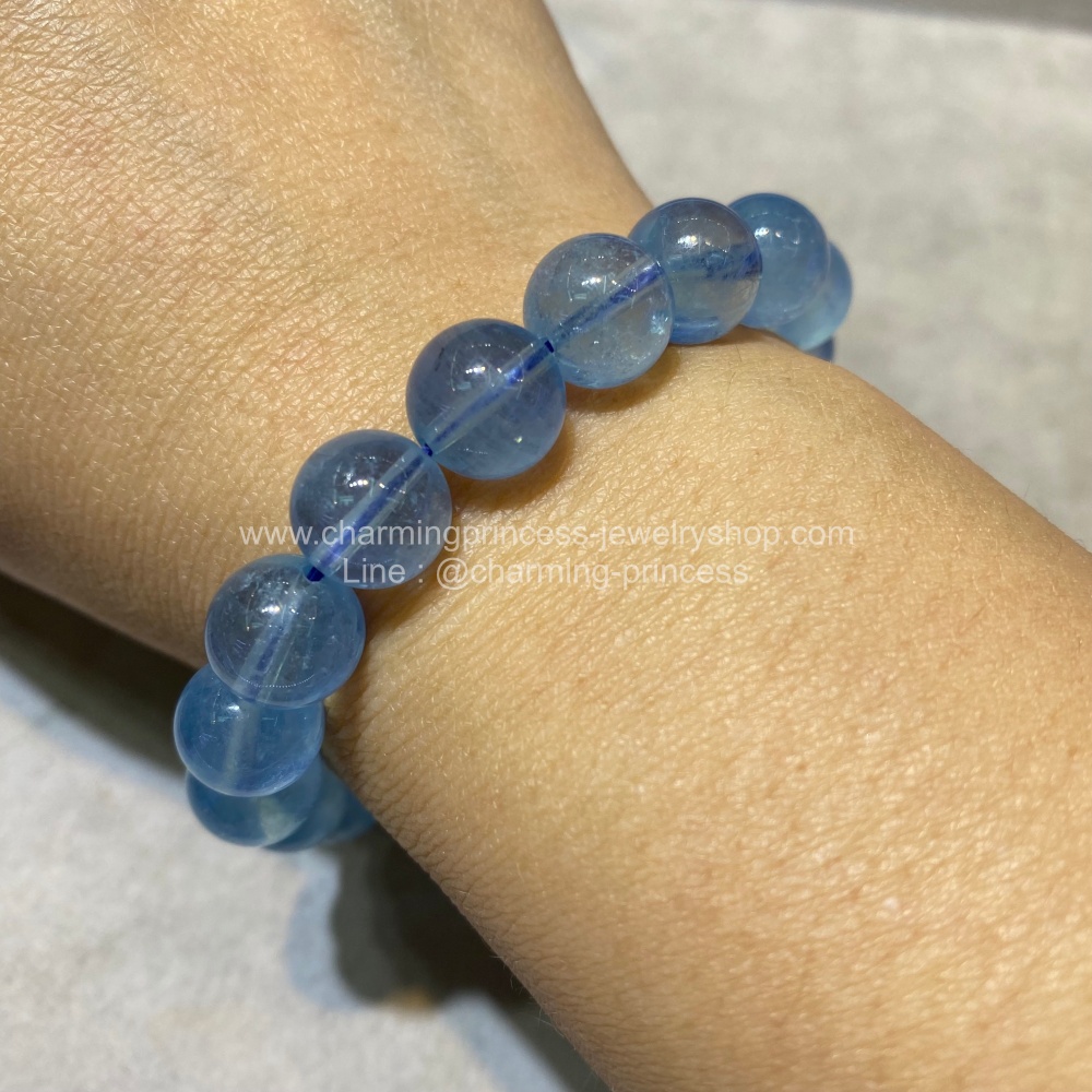 Aquamarine อความารีน 10 มม AAA++ หินประจําเดือนเกิดของคนราศีมีน เป็นของขวัญของความห่วงใย สำเนา