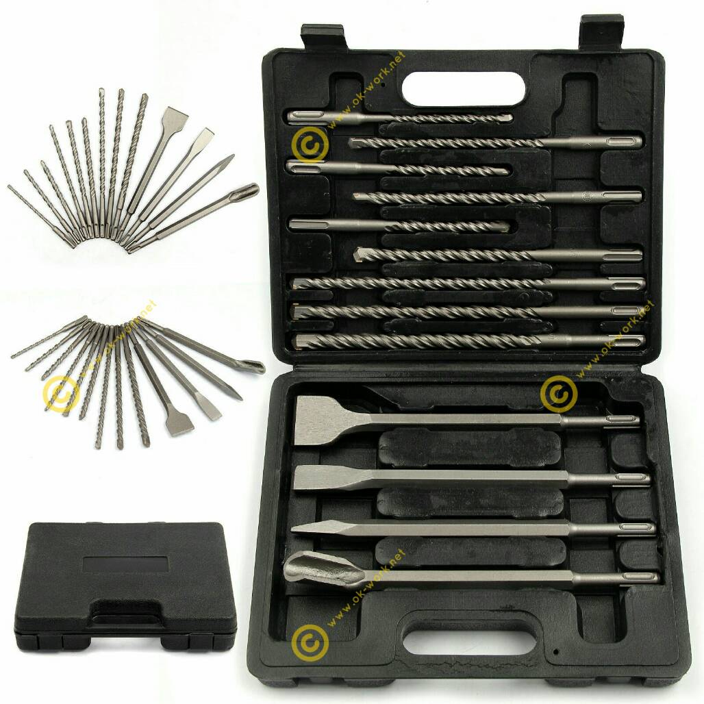 D25 ชุดดอกสว่านโรตารี่ 6-14 มิล + ดอกสกัด SDS Pluse 13 ชิ้น คุณภาพสูง