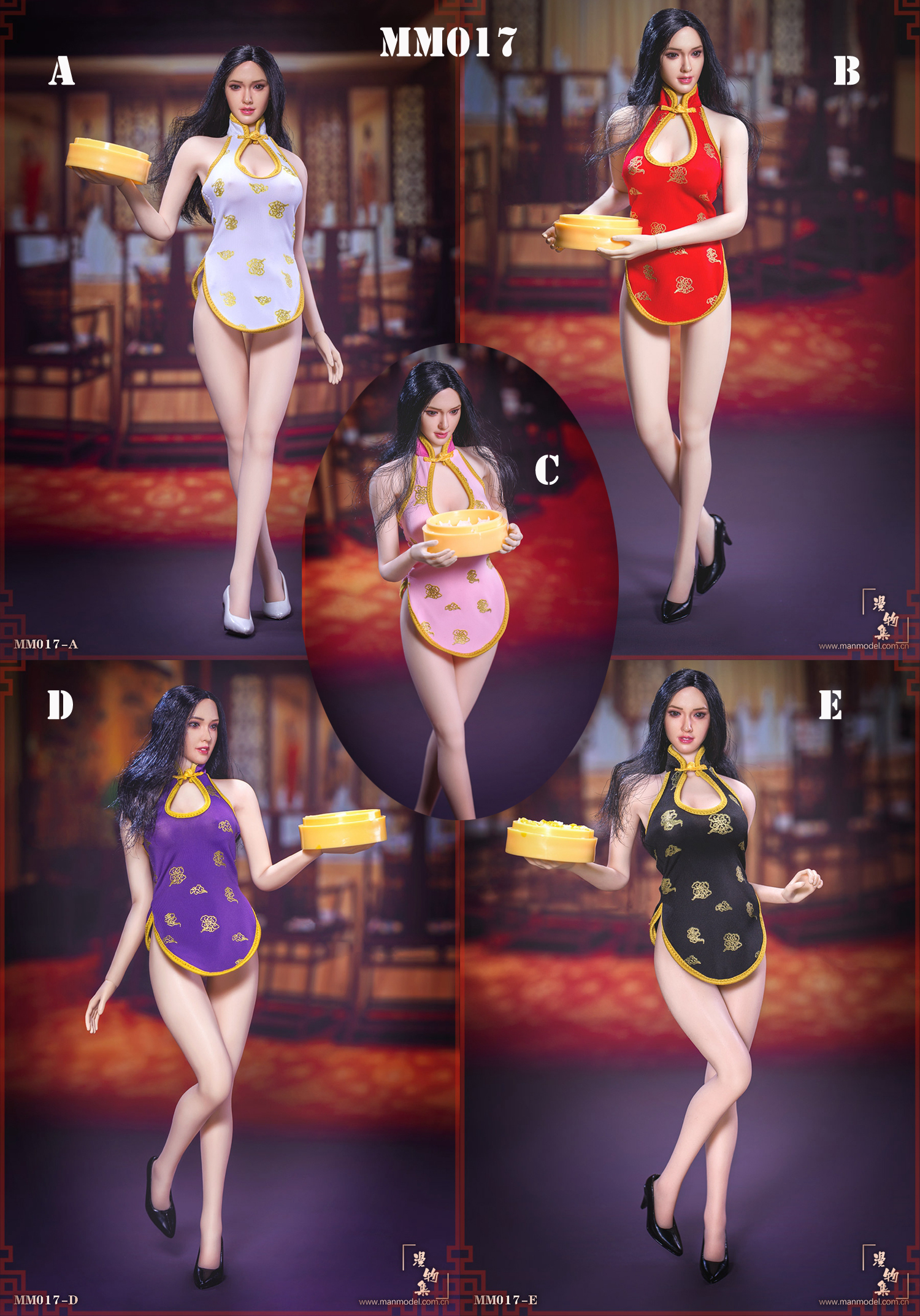 Manmodel MM017-A, B, C, E 1/6 Ultra short cheongsam suit