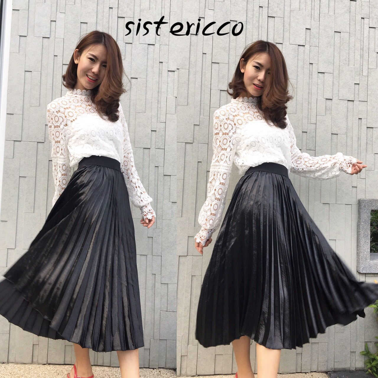 New! กระโปรงกำมะหยี่อัดพลีท KoreaStyle สวยปังอลัง ผ้าเนื้อดีเนื้อมันวิ้งสวย เอวขอบยางยืด สาวๆใส่ไปทำงานเดินเล่นสะบัดพริ้วได้เลยคะ^^