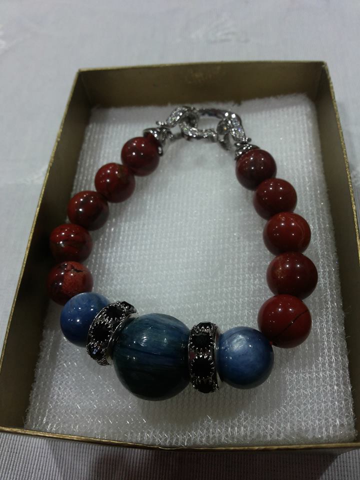 สร้อยข้อมือ เรดแจสเปอร์,คะยาไนท์ Red Jasper, Kyanite ขนาด 10 มิล
