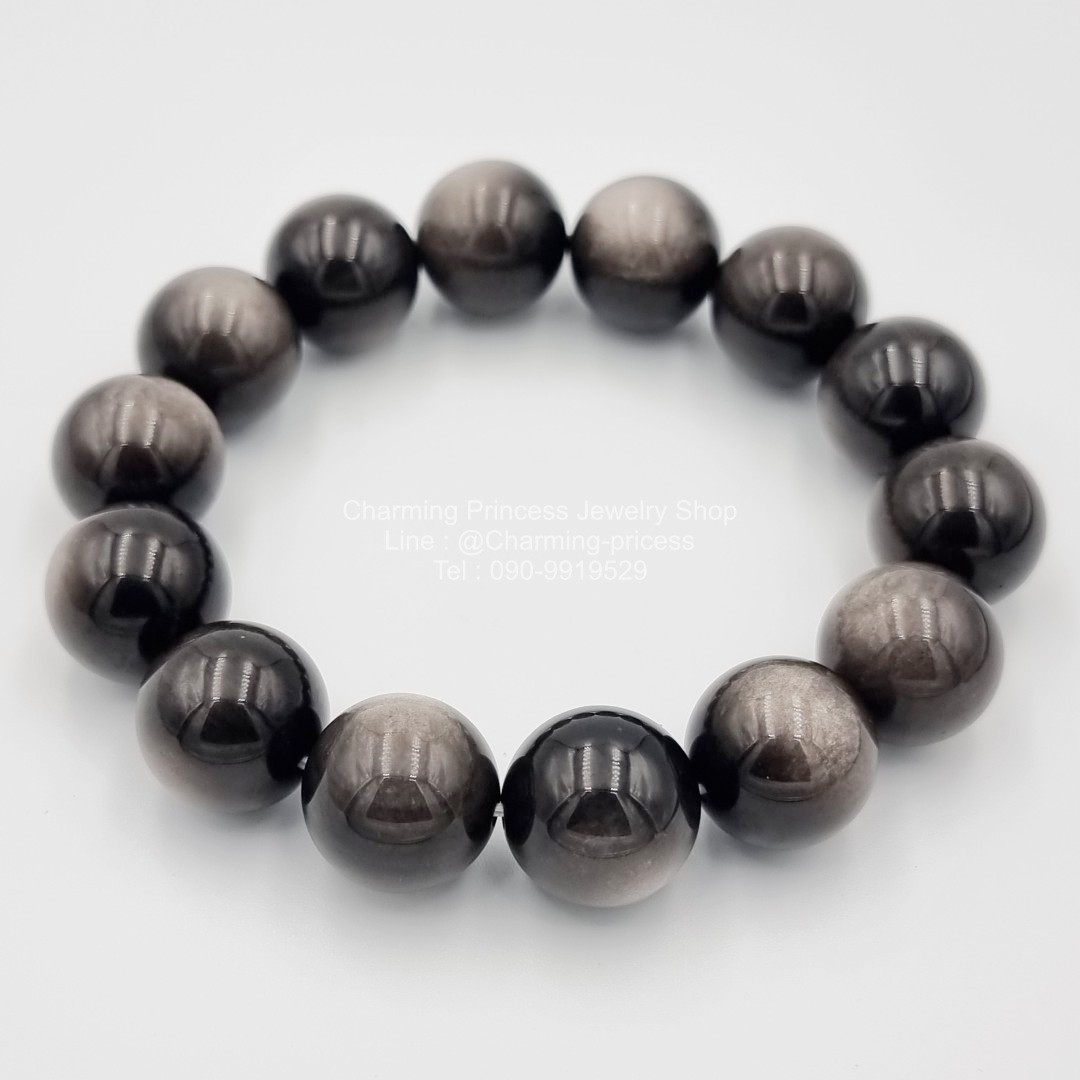 Silver Sheen Obsidian ซิลเวอร์ชีน ออบซิเดียน 16 มม ช่วยขับไล่โชคชะตาที่เลวร้าย
