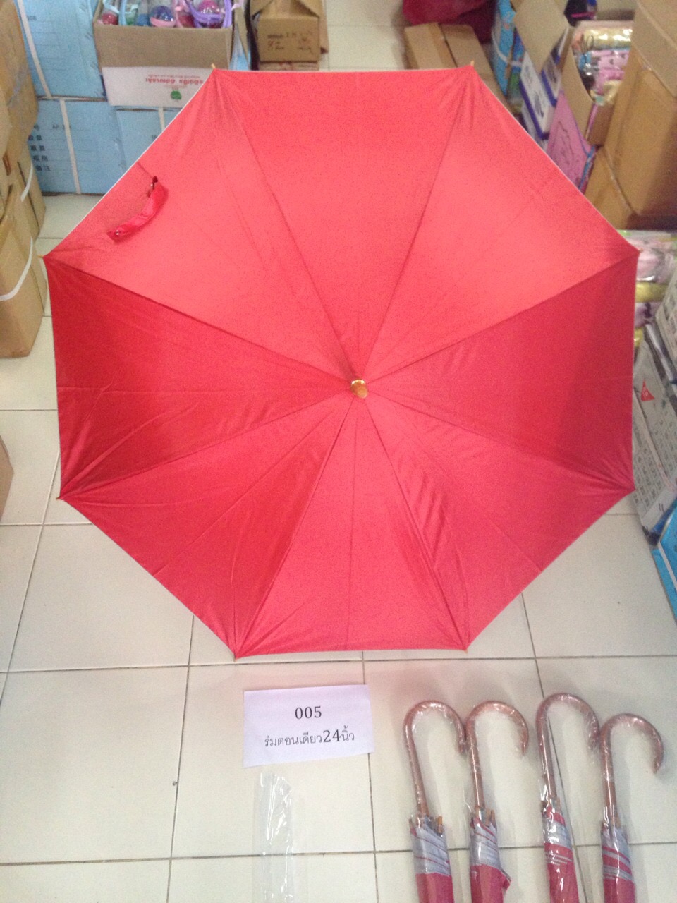 ร่มตอนเดียว24นิ้วด้ามพลาสติกลายไม้ เลือกสีได้ รหัส 005
