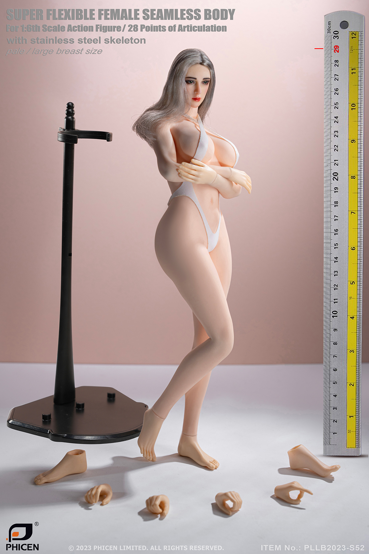 TBLeague PLLB2023-S52 Body, PLLB2023-S53 Body 1/6 Large Breasts Pale Skin Detachable Feet With Headsculpt Female Body