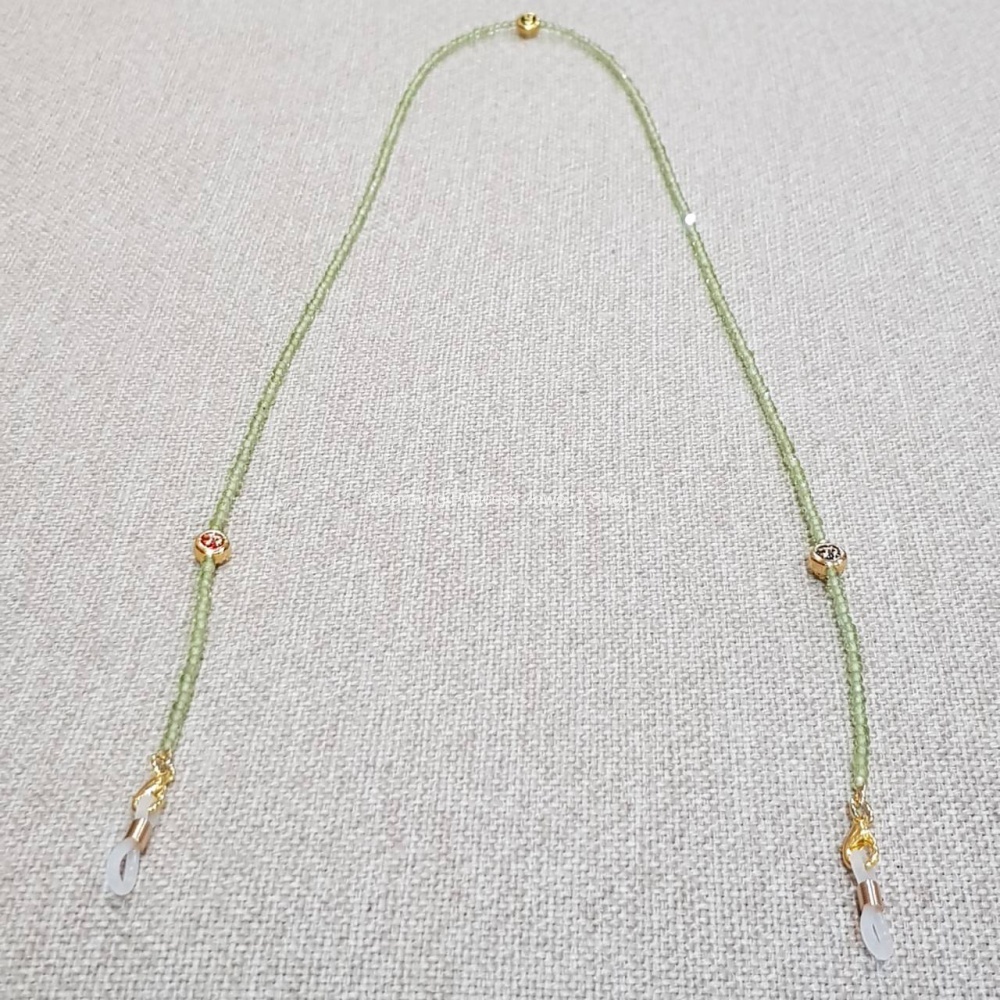 สายคล้องแมส สายคล้องแว่นตา หินนำโชค Peridot เพอริดอต พลอยประจำเดือนเกิดสิงหาคม เป็นสัญลักษณ์ของความสำเร็จ ความสงบ ความมีโชค และ ชุดหัวนะโมเสาร์ห้า รุ่นรวยแล้วรวยอีก